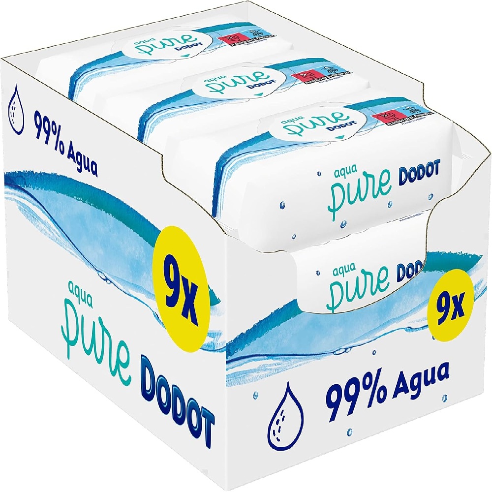 Dodot Toallitas Aqua Pure para Bebé, 48 Unidades - 99% Agua 1% ingredientes respetuosos y delicados con la piel del bebe, Ideales para el culito, manos, pies y cara