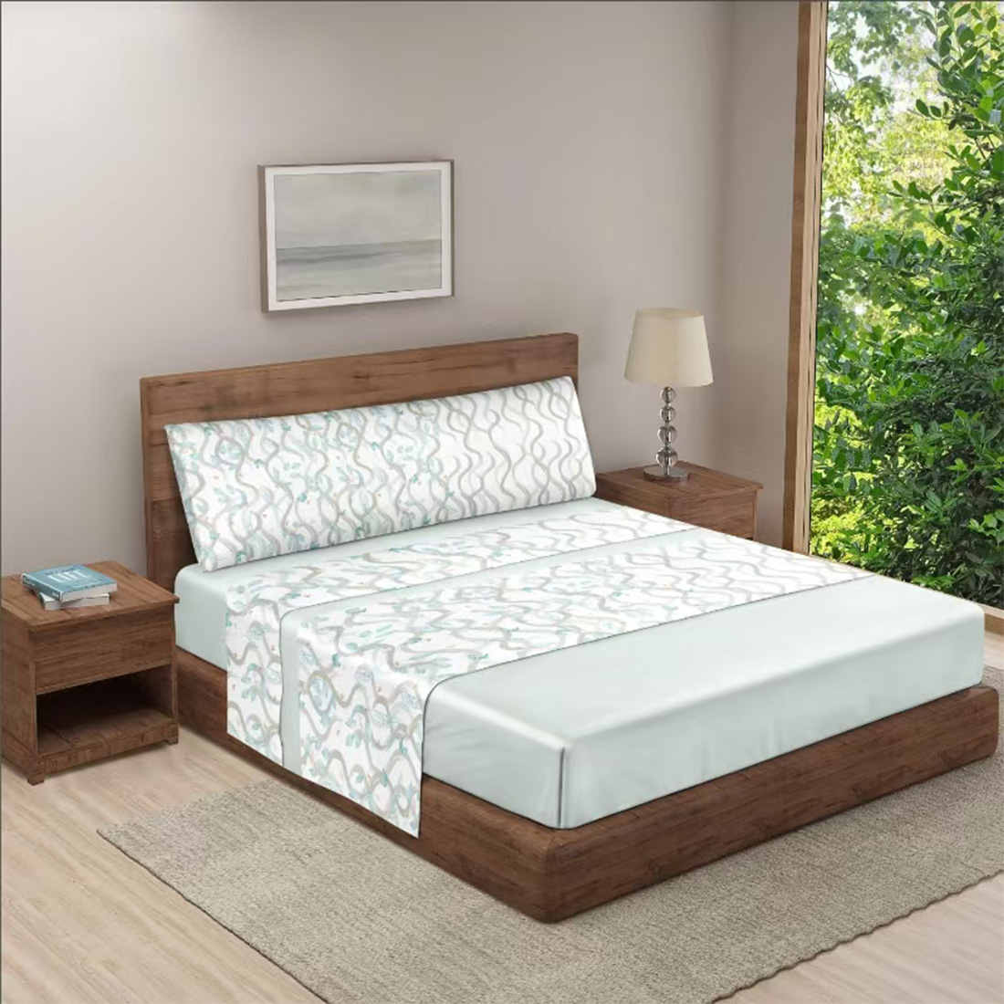 HOMESOL® juego de sábana verano - 85G/poliester 100%/impresion nano no pierde color /extrasuave
