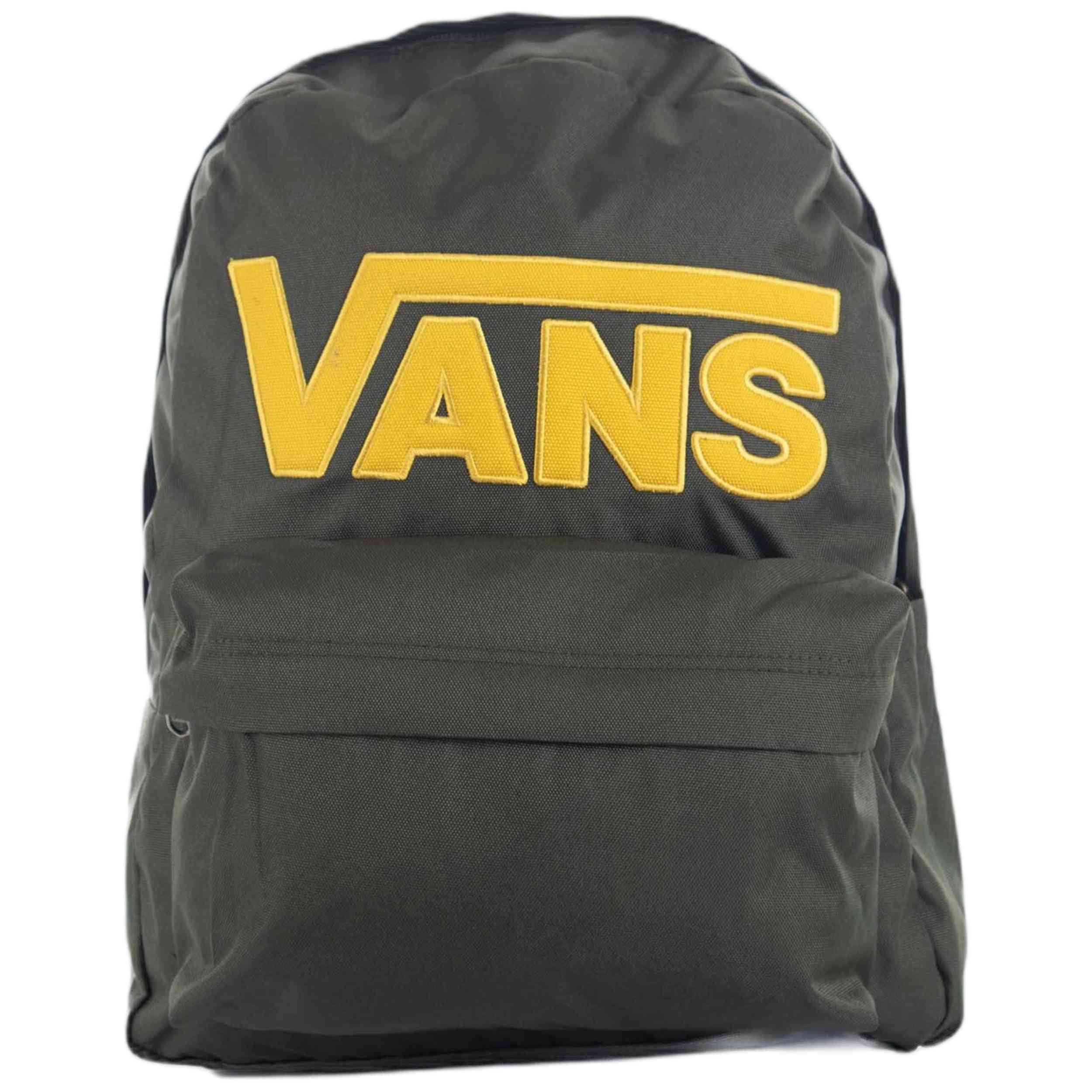 Bolso Vans modelo Old Skool Drop V Backpa Dried en color Verde/Amarillo Fluor