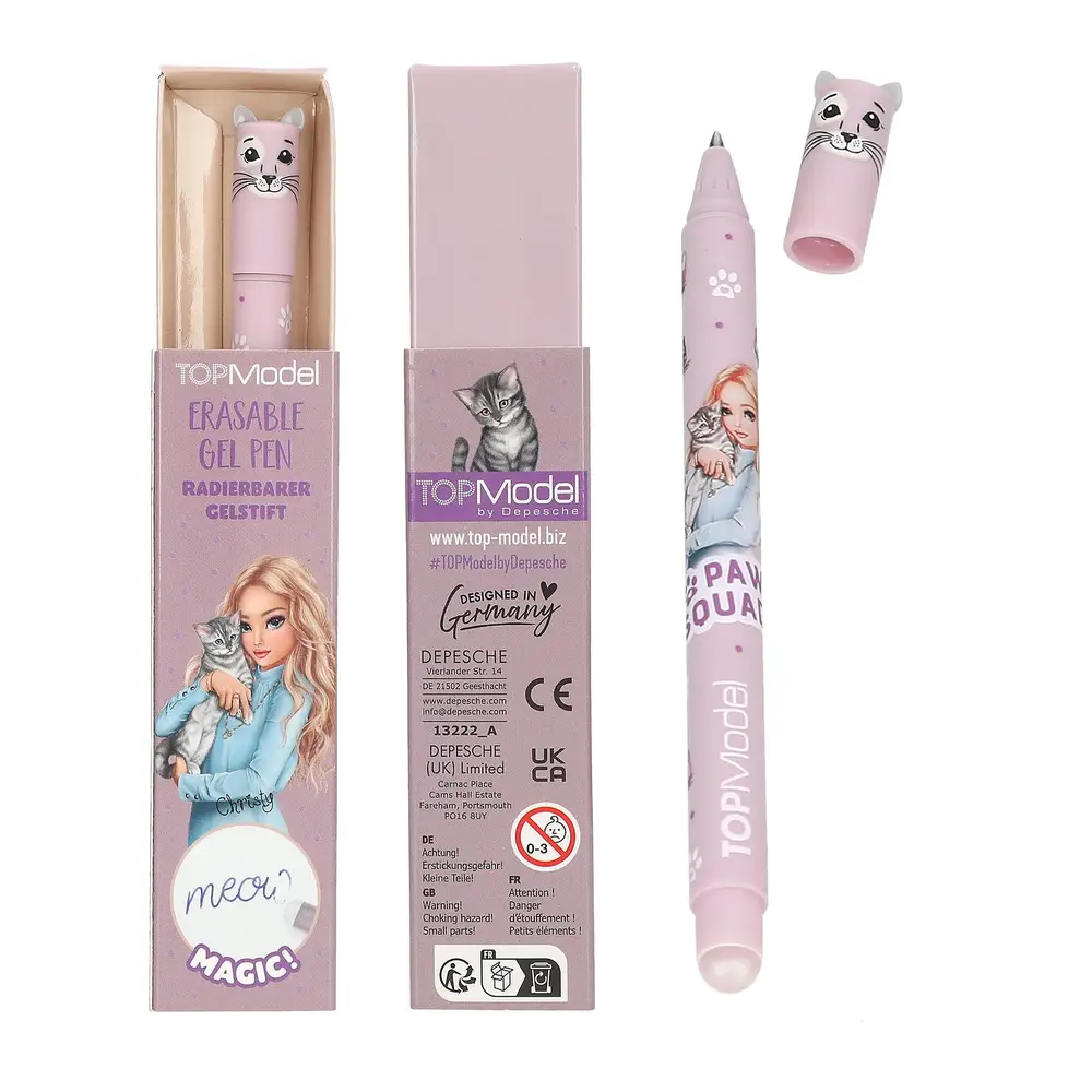Depesche - Bolígrafo de gel borrable TOPModel - KITTY & DOGGY - 1 pieza ( modelos aleatorios)