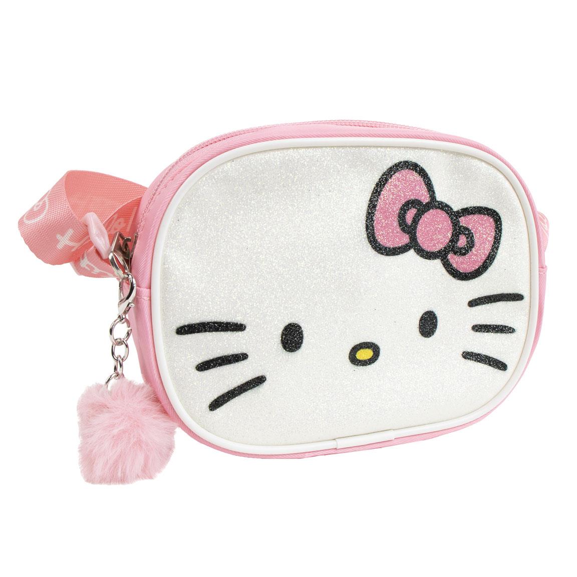 BOLSITO HELLO KITTY CON FORMA RECTANGULAR Y POMPÓN ROSA. TAMAÑO 14X11X4CM. - Cerdá LIFE'S LITTLE MOMENTS