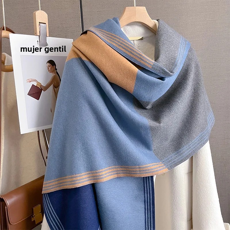 TK Chal De Cashmere Lujo Para Mujer Con Estampado Colorbloque Talla Grande Mantel De Invierno Con Borlas Suave Y Cálido Poncho Bufanda De Moda Para Todas Las Estaciones