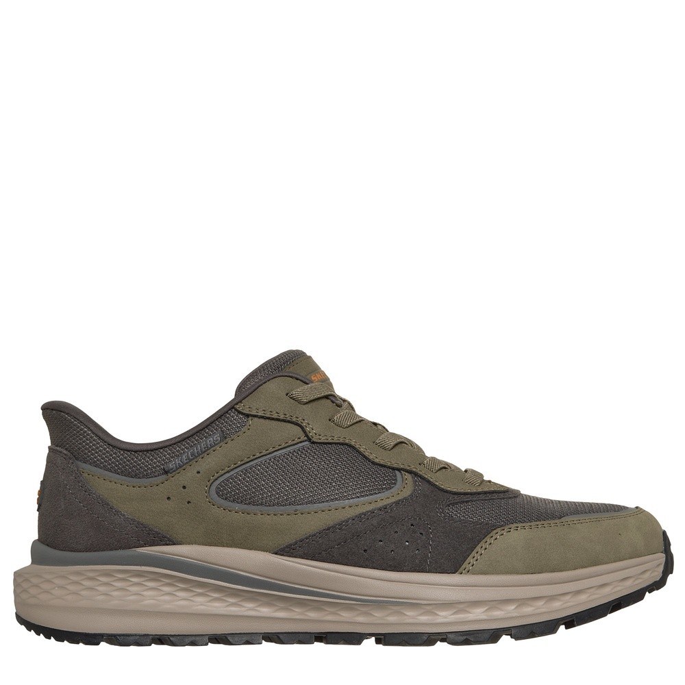 Cómoda  SLADE ULTRA - GAGE (gris): zapatillas veganas Skechers con plantilla Air‑Cooled Memory Foam, suela de goma flexible y cordones elásticos. ¡Cómpralas ahora! Altura Tacón bajo (1-3 cm) Referencia