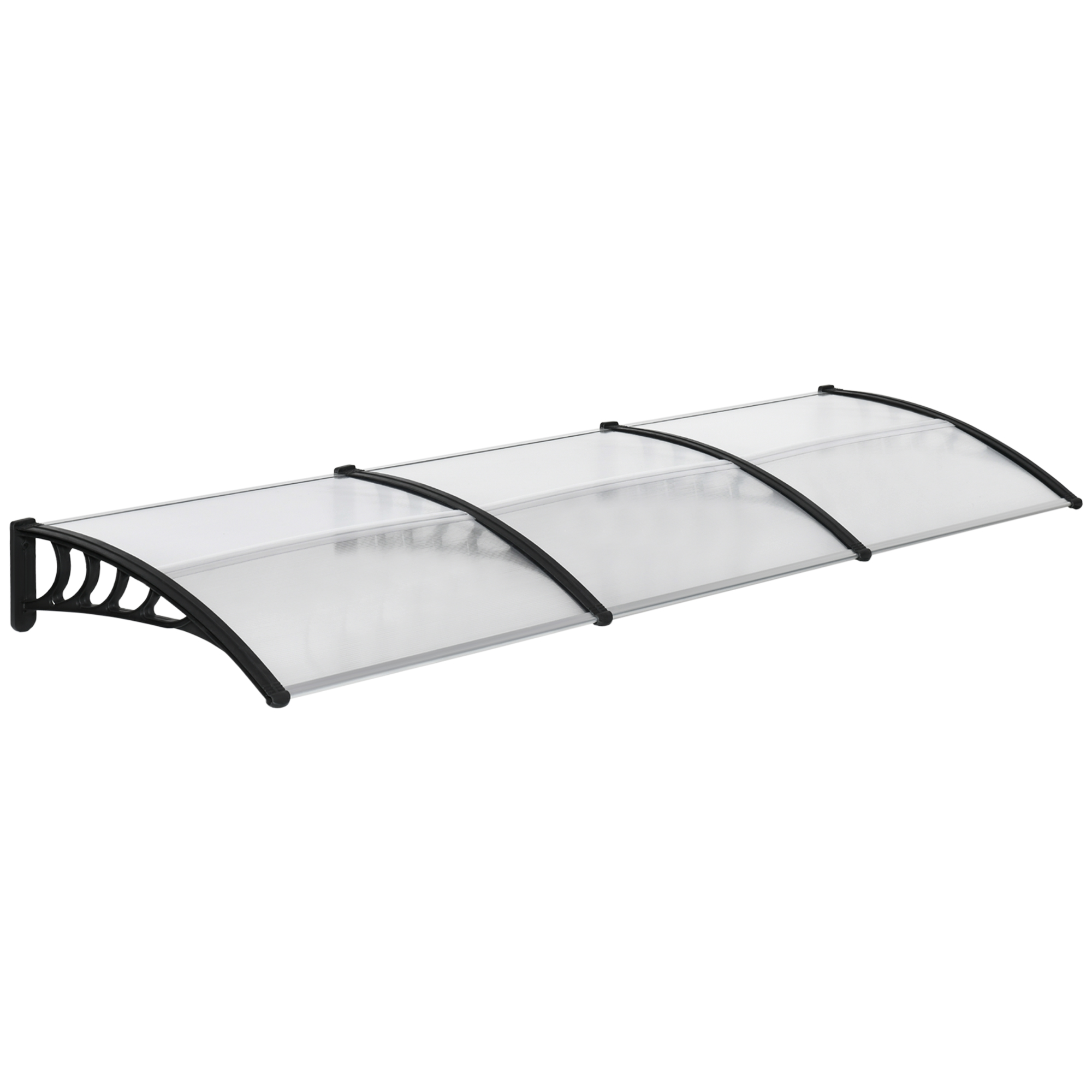 Outsunny Marquesinas Exterior para Puertas y Ventanas Tejadillo de Protección contra Sol y Lluvia con Soporte de Aleación de Aluminio PP Policarbonato