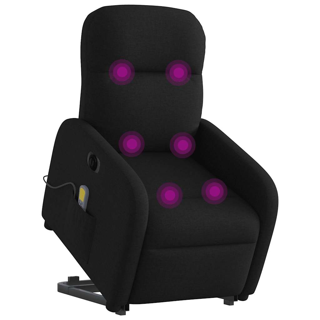 vidaXL Sillón de masaje eléctrico reclinable elevable tela negro