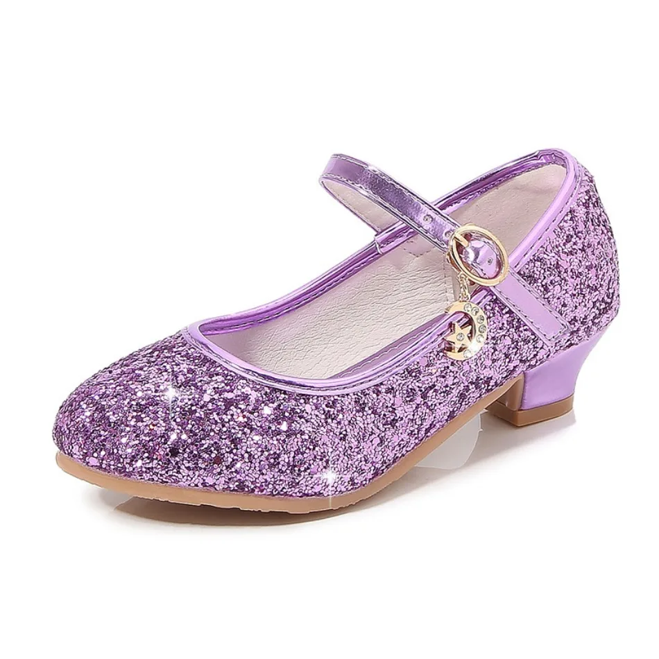 TK Zapatos De Talla Alta Para Niñas Sandalias De Cristal Plateado Con Hebilla Moda Zapatos De Princesa Para Danza Y Actuaciones Material De Cuero