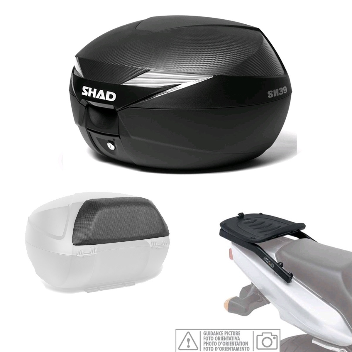 Kit Fijacion Y Maleta Baul Trasero + Carbono + Respaldo Pasajero Regalo Sh39 KIT-SHAD-397