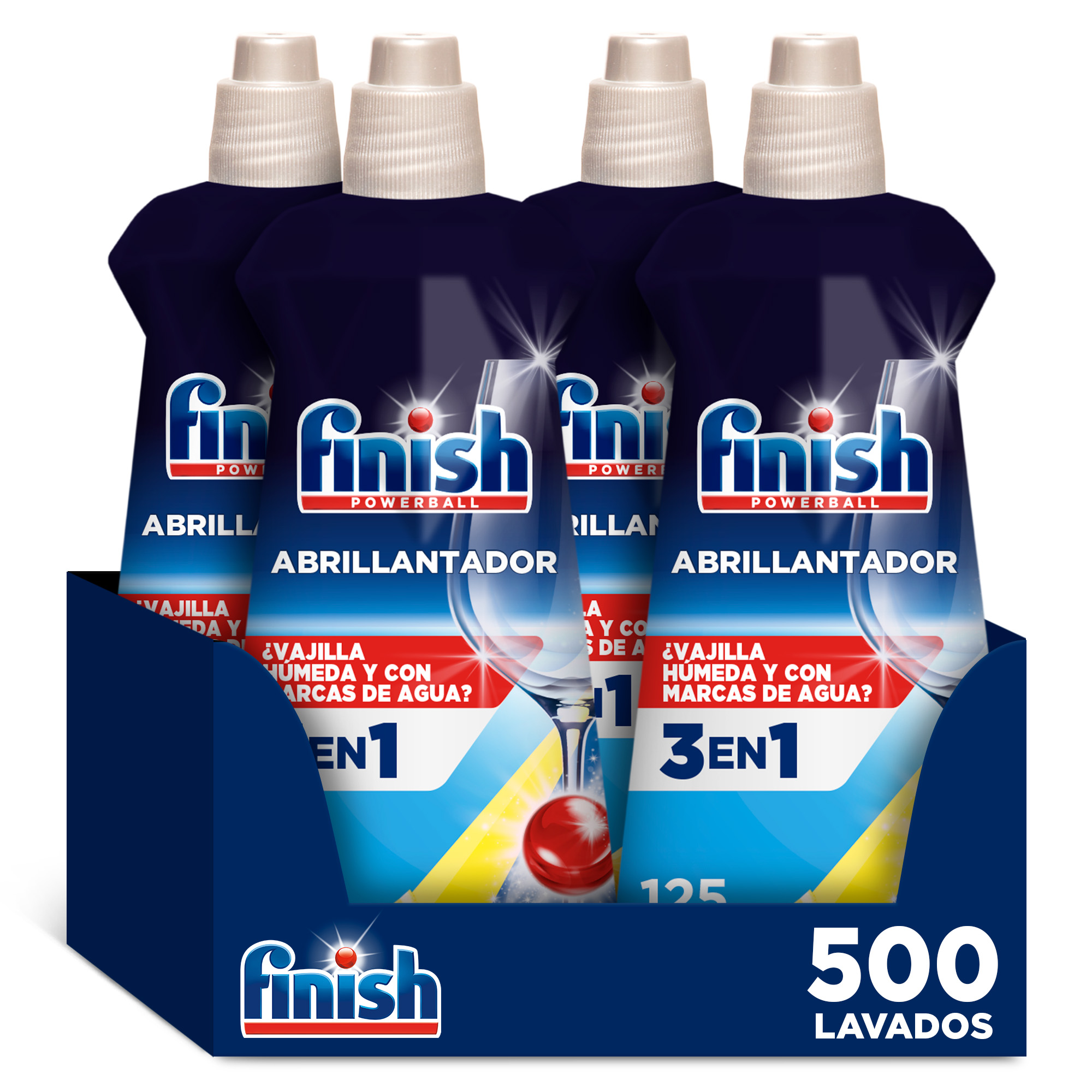 Finish ABRILLANTADOR LIMÓN, Vajilla Seca, Resultado Brillante, Previene Marcas de Agua, Elimina Restos de Cal, Infalible, Profesional