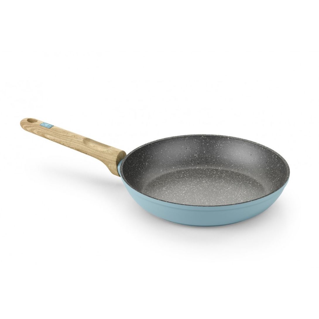 Bra - Sartén Nordik, De 18 a 28 cm, Aluminio Forjado, Revestimiento Antiadherente, Apto Inducción, Mango Imitación Madera, Fácil Limpieza