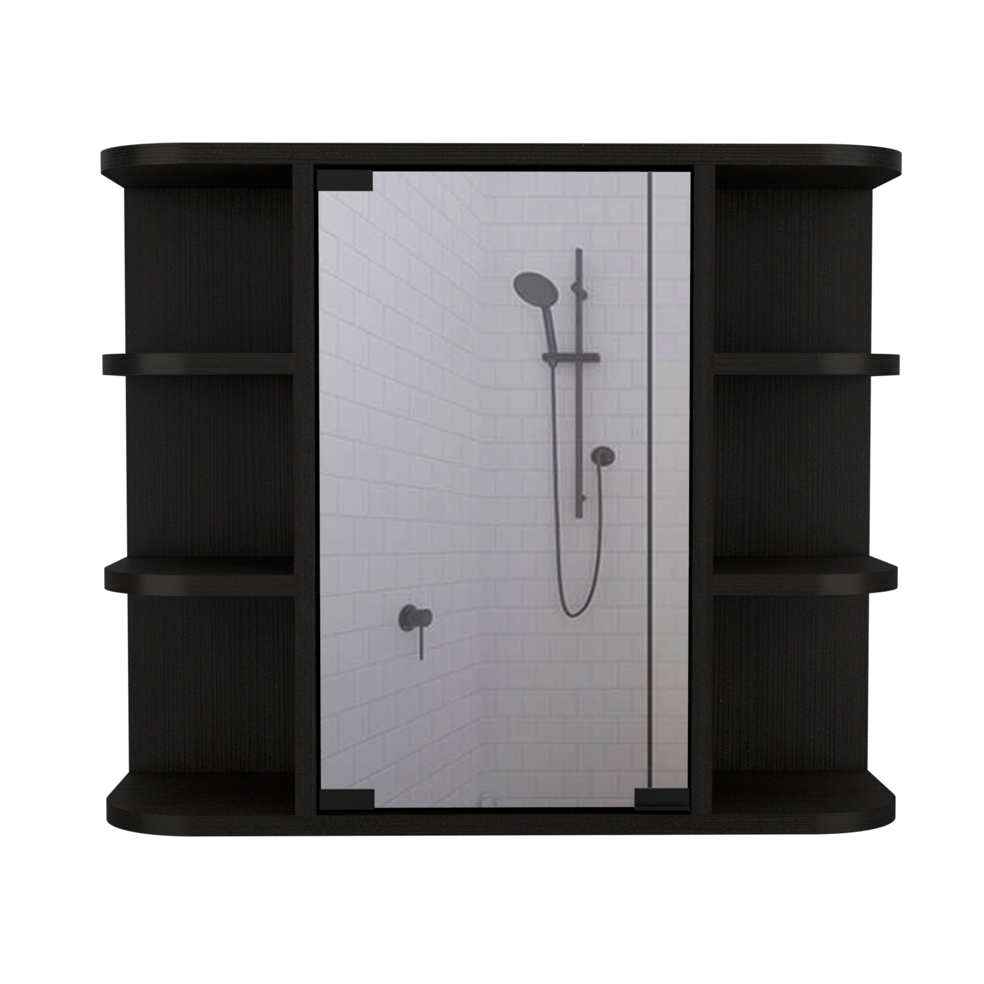 Armario de baño de pared Milan de 60 cm con espejo, wengué