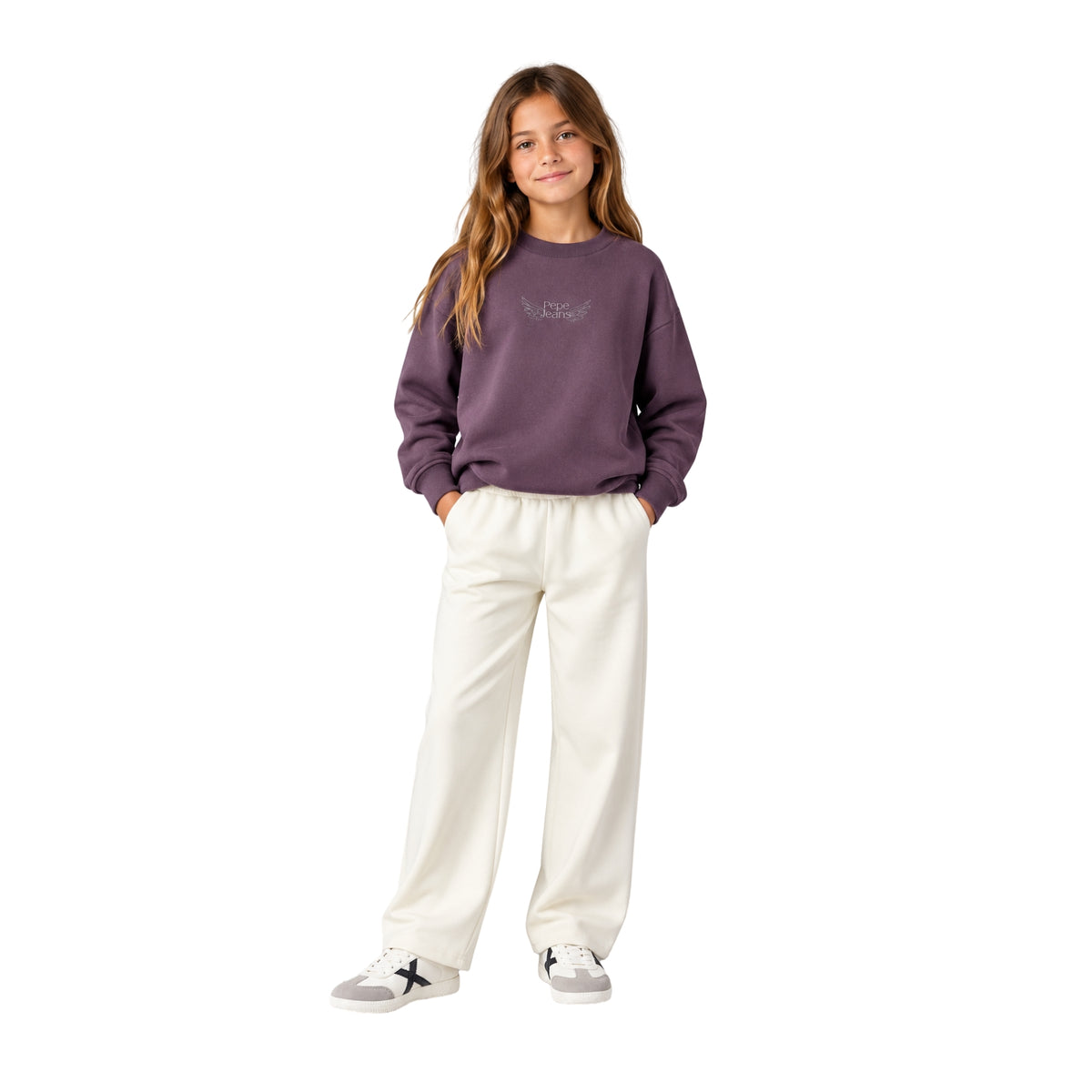 Pepe Jeans - Laurette Pg5800041-451 - Sudadera Morada De Corte Holgado Con Dibujo En La Espalda - Niña