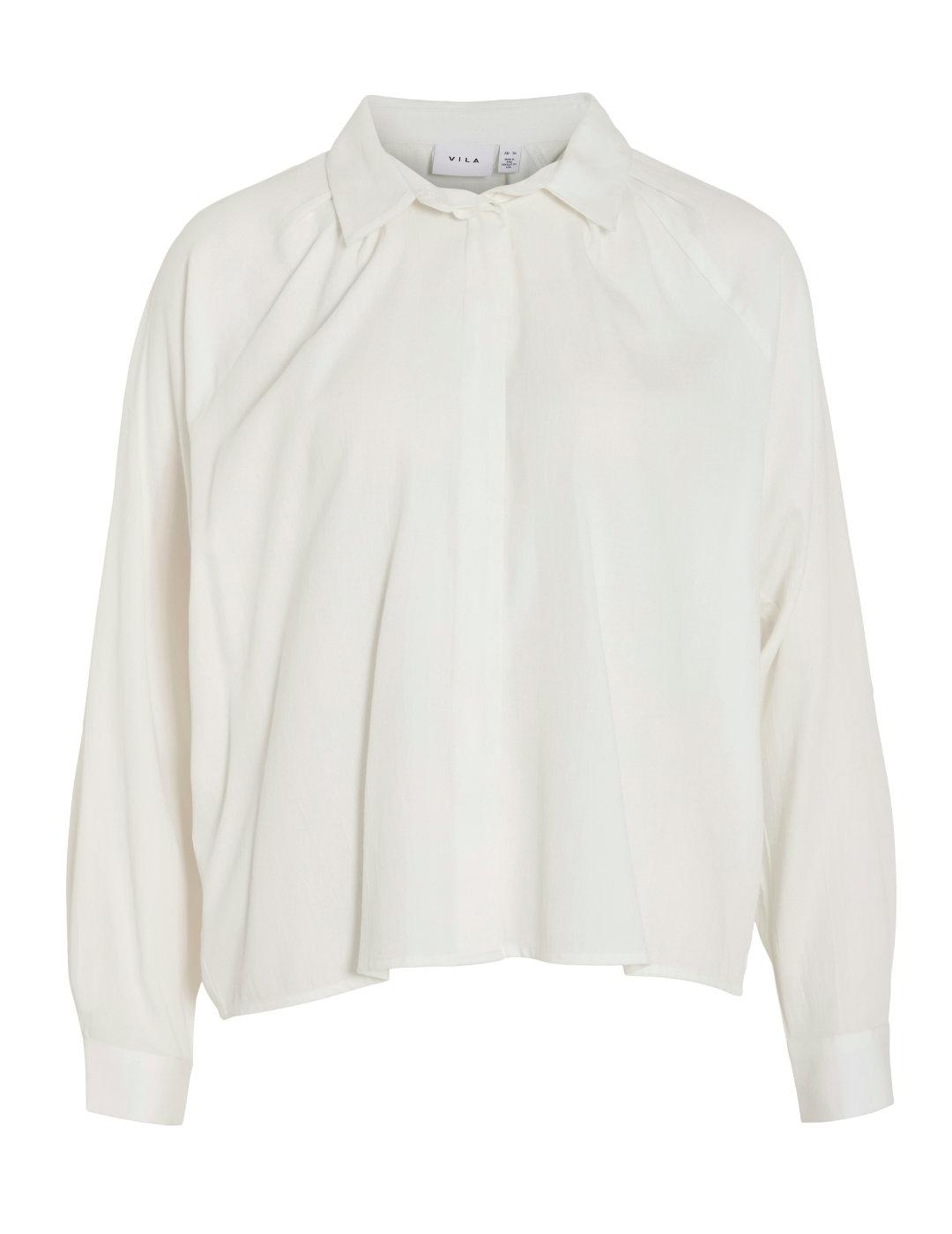 Camisa Vila Runi blanco manga larga cropped para mujer