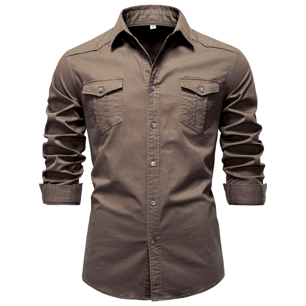 TK Camisa vaquera de hombre, informal, de color liso, manga larga.