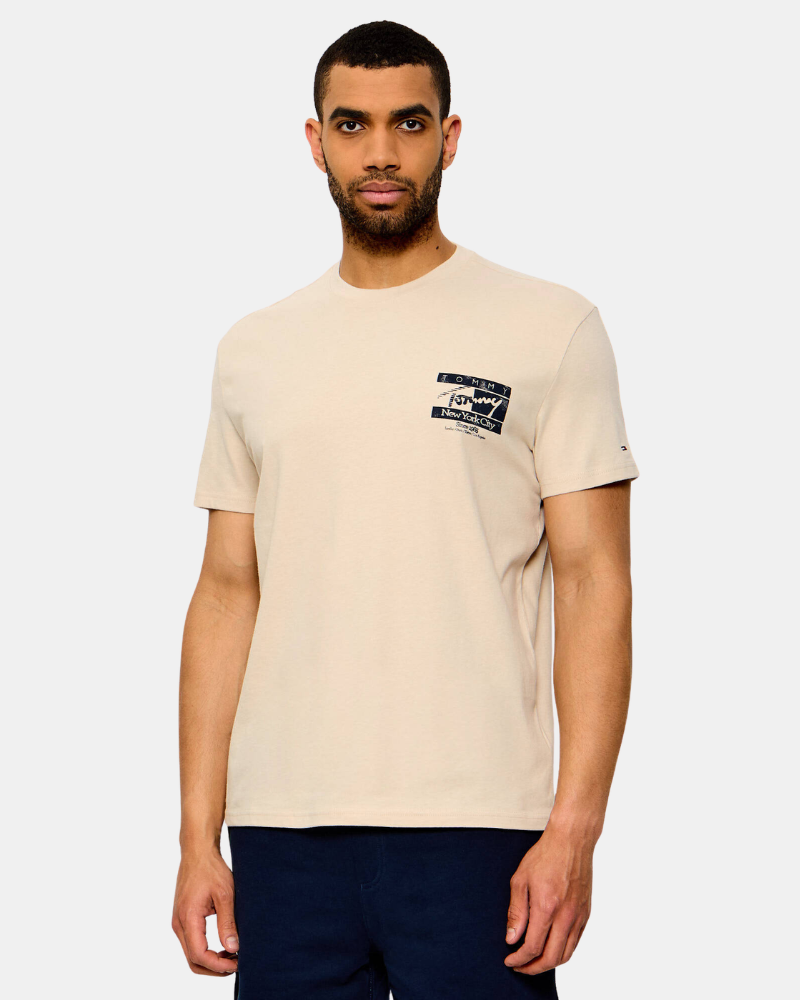 TOMMY HILFIGER DM0DM23177ACI Camisetas Manga corta Hombre Beige