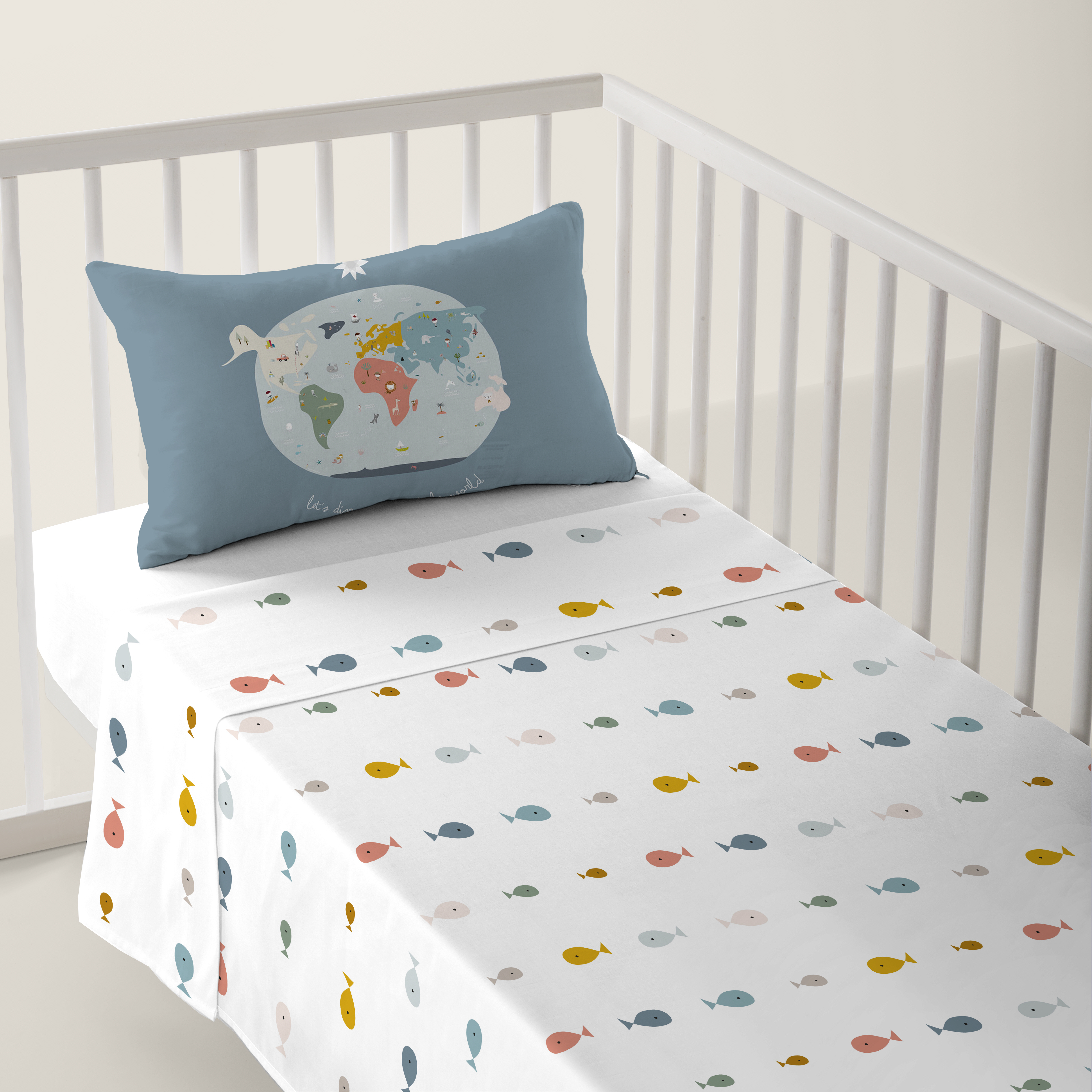 HACIENDO EL INDIO - Juego de Sábanas Cuna Estampado 100% Algodón - Juego de 2 Piezas Incluye Sábana Encimera y 1 Funda de Almohada - 100x130/120x180 cm - 27 Modelos Disponibles - Fabricado en España