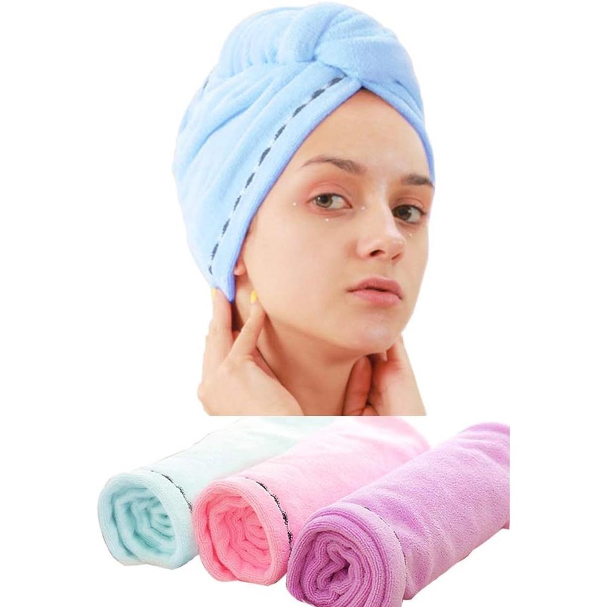 Gorro para secar el cabello - Paquete de 4 toallas de microfibra para secar el cabello - Turbante retorcido súper absorbente para secado rápido