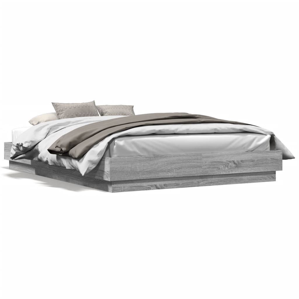 vidaXL Estructura de cama madera de ingeniería gris Sonoma 140x200 cm