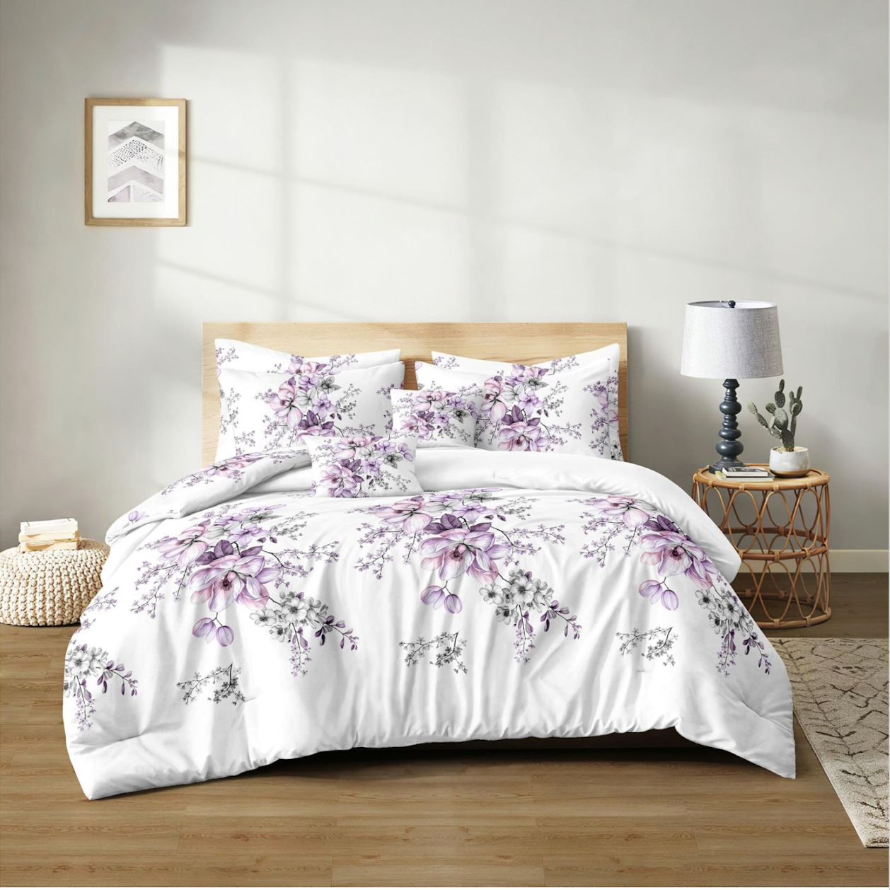 AYU SHOP Juego de Funda Nórdica 3 Piezas con Estampado Floral, 100% Poliéster, Incluye Funda Nórdica, Sábana Bajera Ajustable y 1 Funda de Almohada, Suave y Cómodo, para Camas de 90, 105, 135 y 150cm
