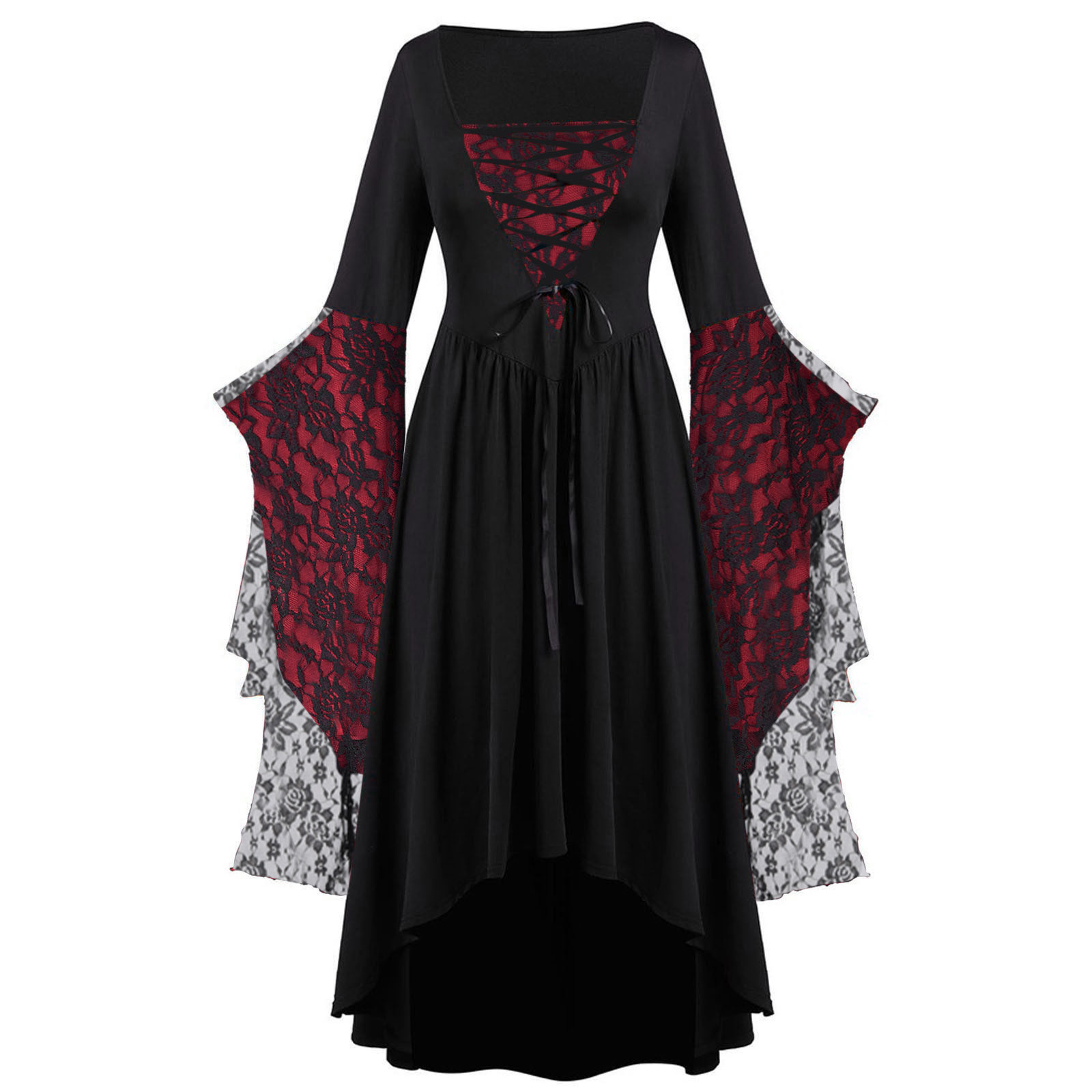 Vestido de encaje, vestido de bruja, disfraz de bruja de Halloween