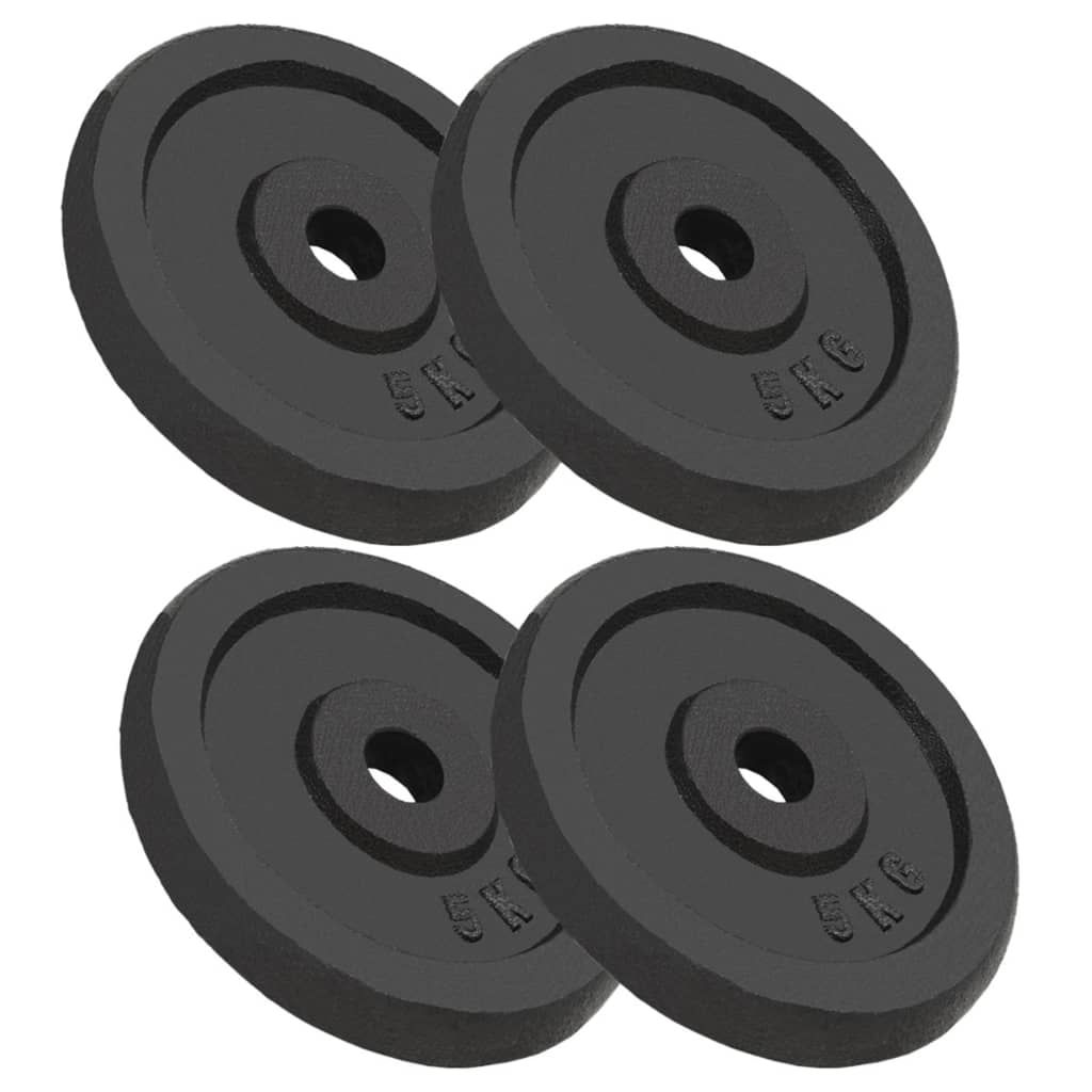 vidaXL Disco de Pesas Hierro Fundido Barras Entrenamiento Levantamiento Peso 1x 20 kg,  2x 10 kg,  4x 5 kg y mas