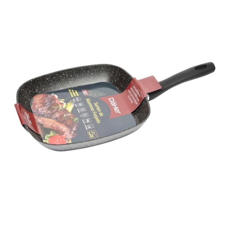 Sartén Tipo Grill de Aluminio Forjado Dhome 28x28 cm - Ideal para Asado y Platillos Favoritos