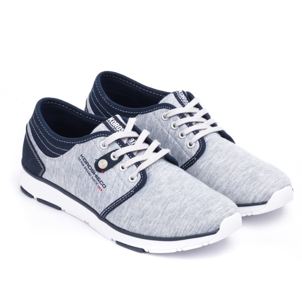Koroshi - Zapatillas hombre combinadas bicolor Koroshi con cordones, tejido jaspeado y suela ligera blanco para uso diario