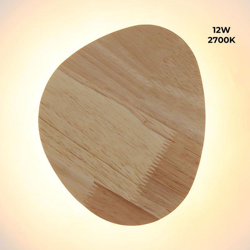 ALPINALUZ Aplique de Pared Madera para Interior Interior "TRINA" - Luz Indirecta Cálida 2700K con Iluminación Trasera - IP20 8W o 12W