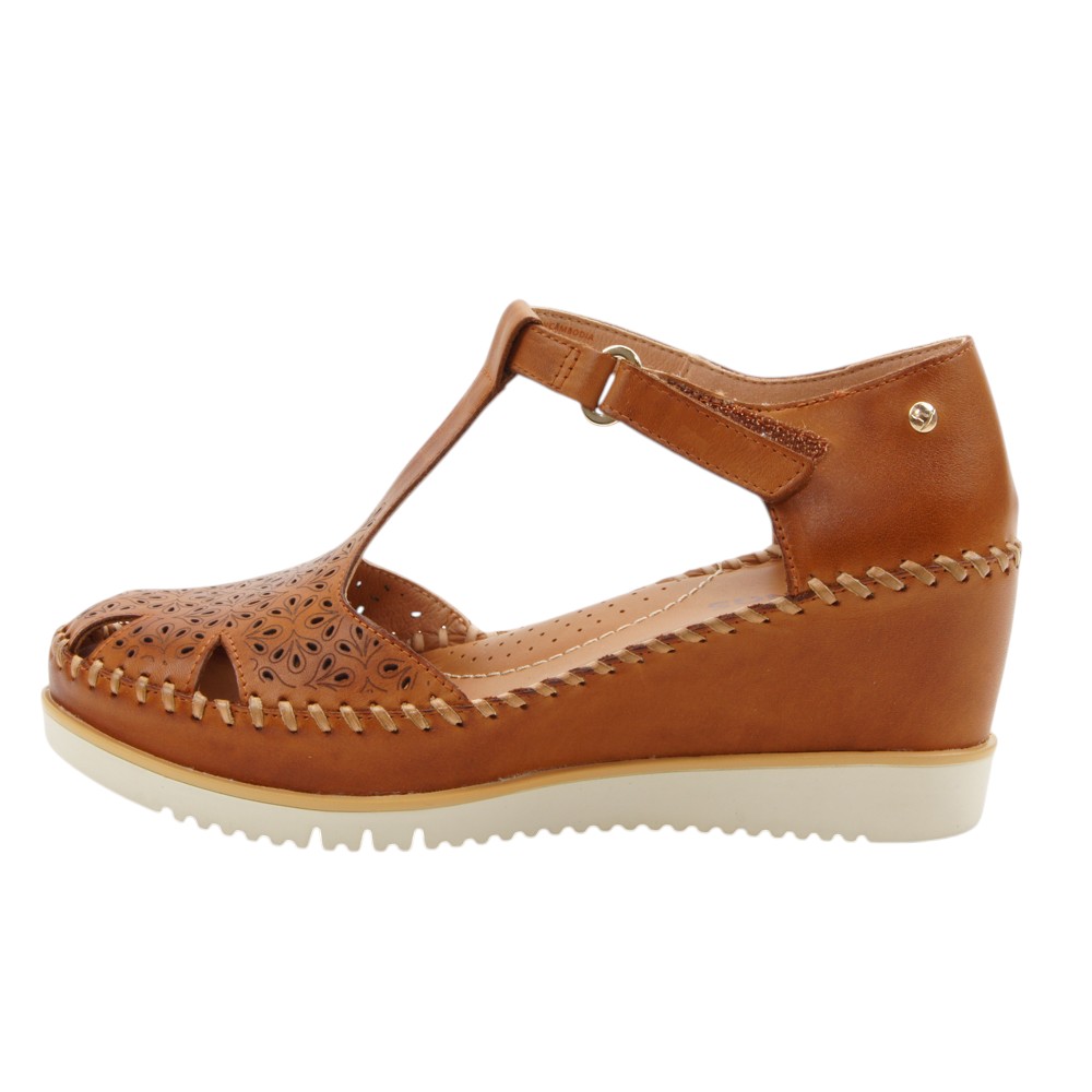 Pikolinos mod. 1629 sandalia tapada para mujer en piel natural, velcro