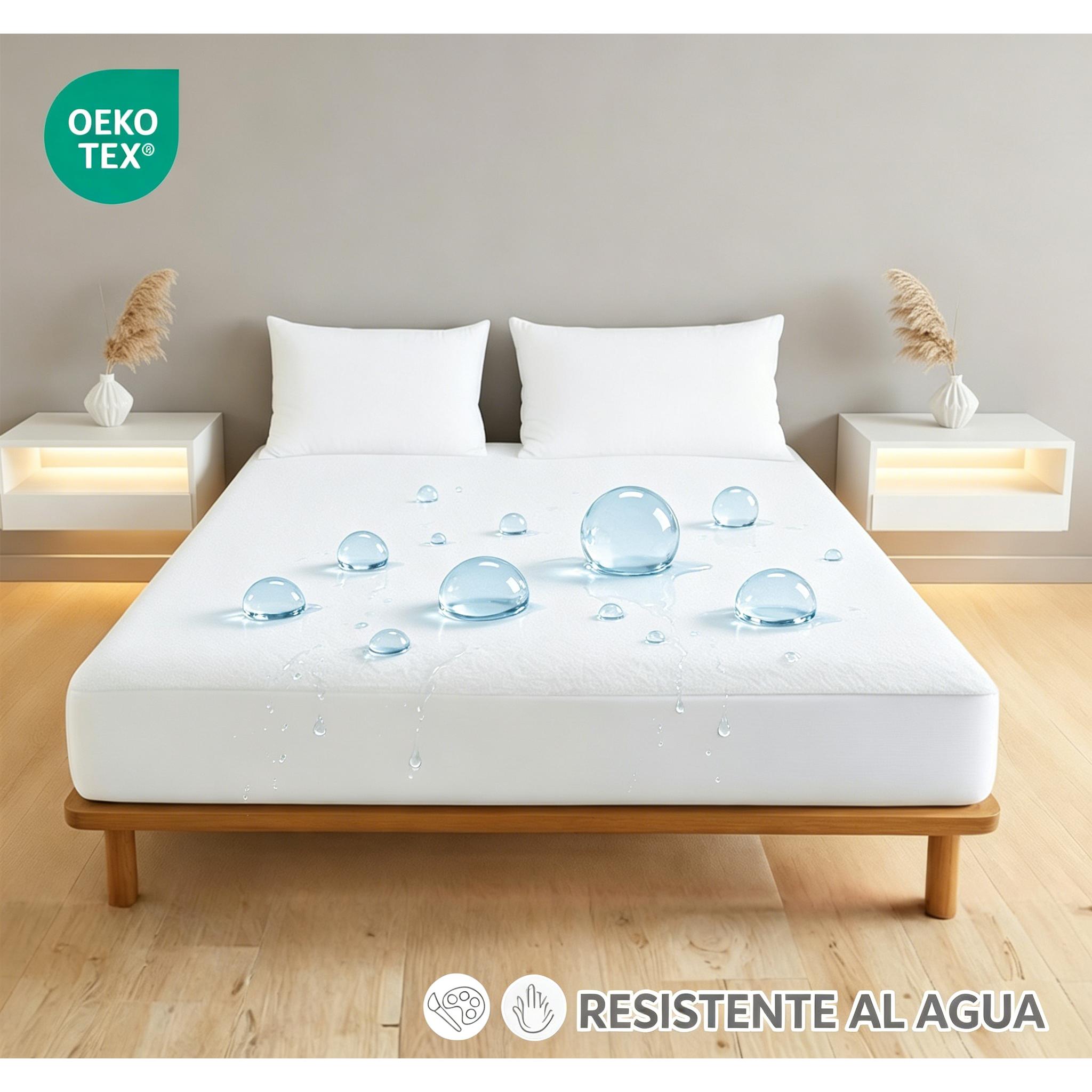 DECOCASA Protector de Colchón Impermeable y Transpirable, Antialérgico, Ajustable hasta 30 cm, para Cama 60/80/90/105/135/150/180/200