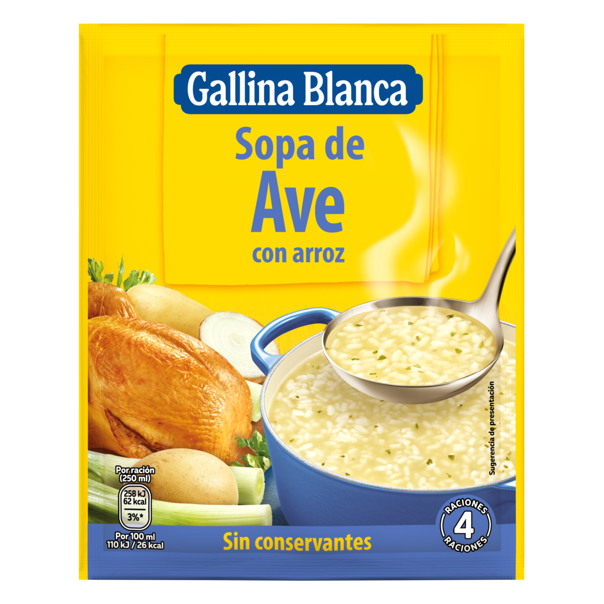 Sopa Gallina Blanca de Ave con Arroz 80 g – Sabor Tradicional
