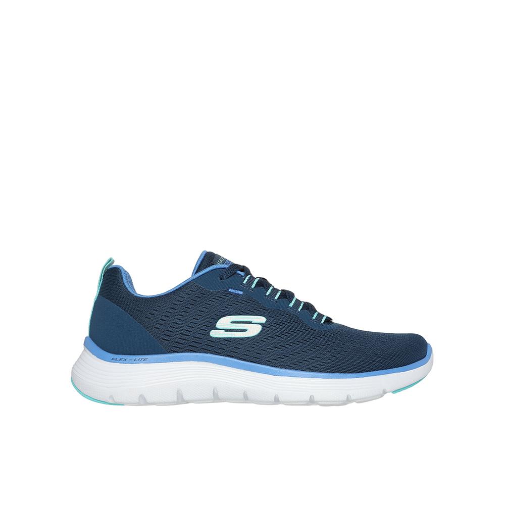 Skechers Zapatillas Flex Appeal 5.0 New Path en color Azul de Mujer modelo 150201_NVBL con tacón plano de 2,5cm y cordones 90349
