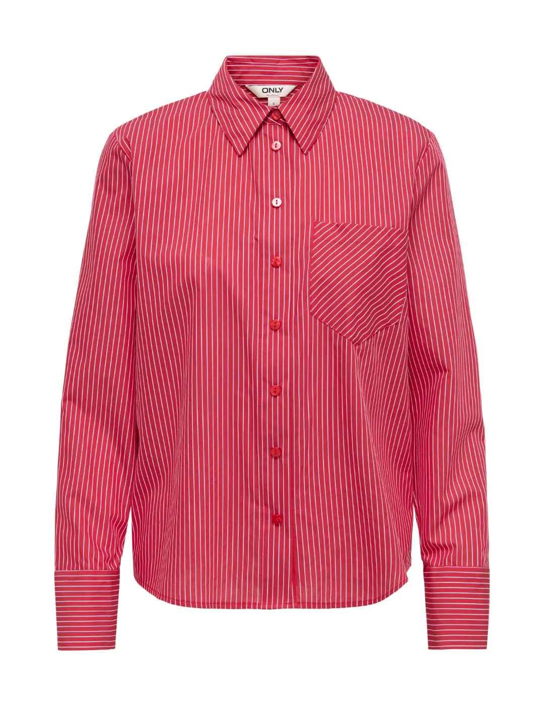 Camisa Only Brooky rayas rojo cereza para mujer