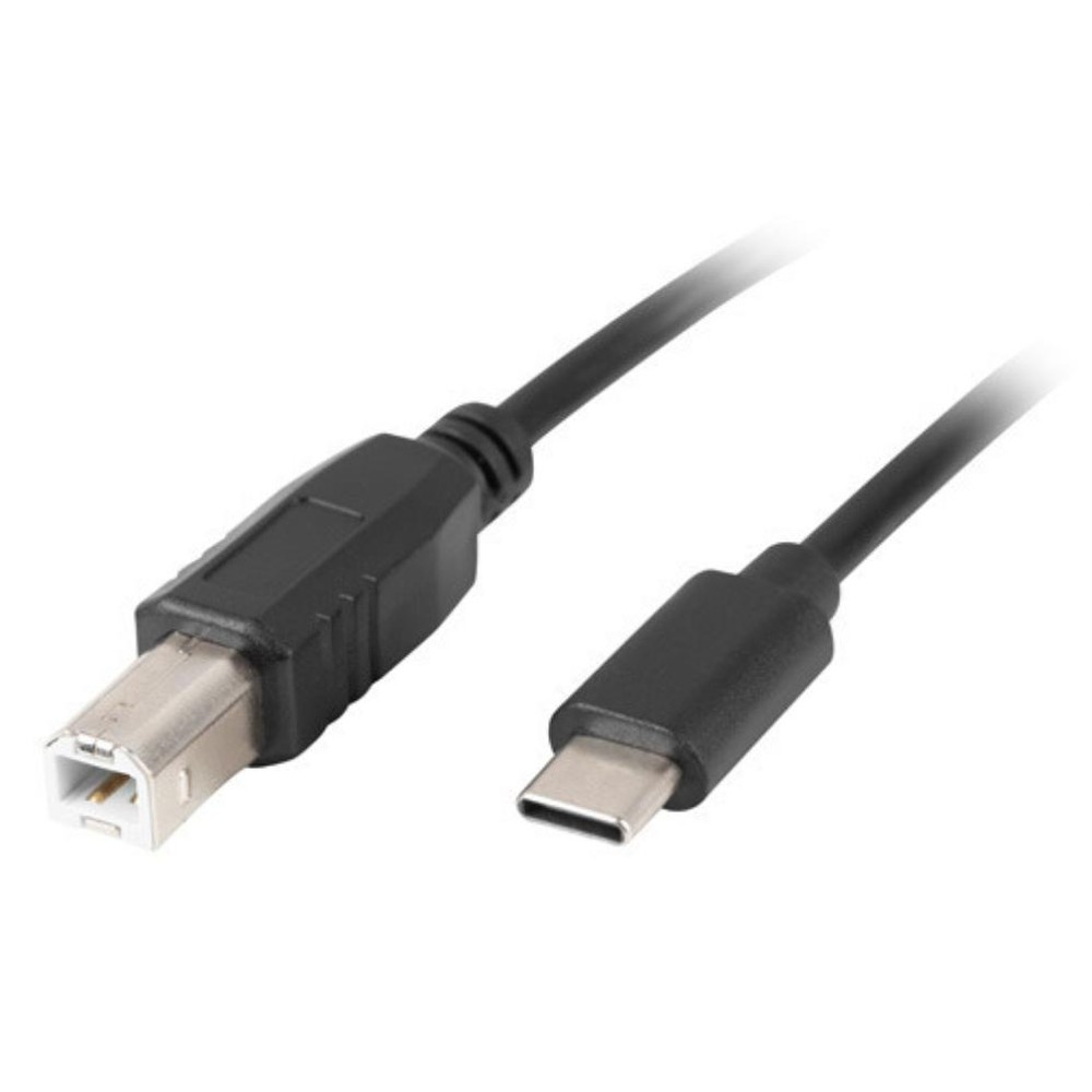 Lanberg - Cable USB B a USB C 3 m CA-USBA-13CC-0030-BK para conexión estable entre impresoras, escáneres y dispositivos modernos con conectividad USB-C, chapado en oro, USB 2.0 hasta 480 Mbps