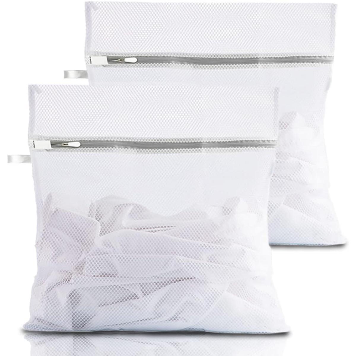Bolsa de malla para la ropa - juego de bolsas para la ropa - 2 bolsas de malla para lavadora - bolsa con cremallera - bolsa extra gruesa - bolsa de malla gruesa - bolsa para ropa delicada para ropa, calcetines, camisas - gris - 30 x 40 cm