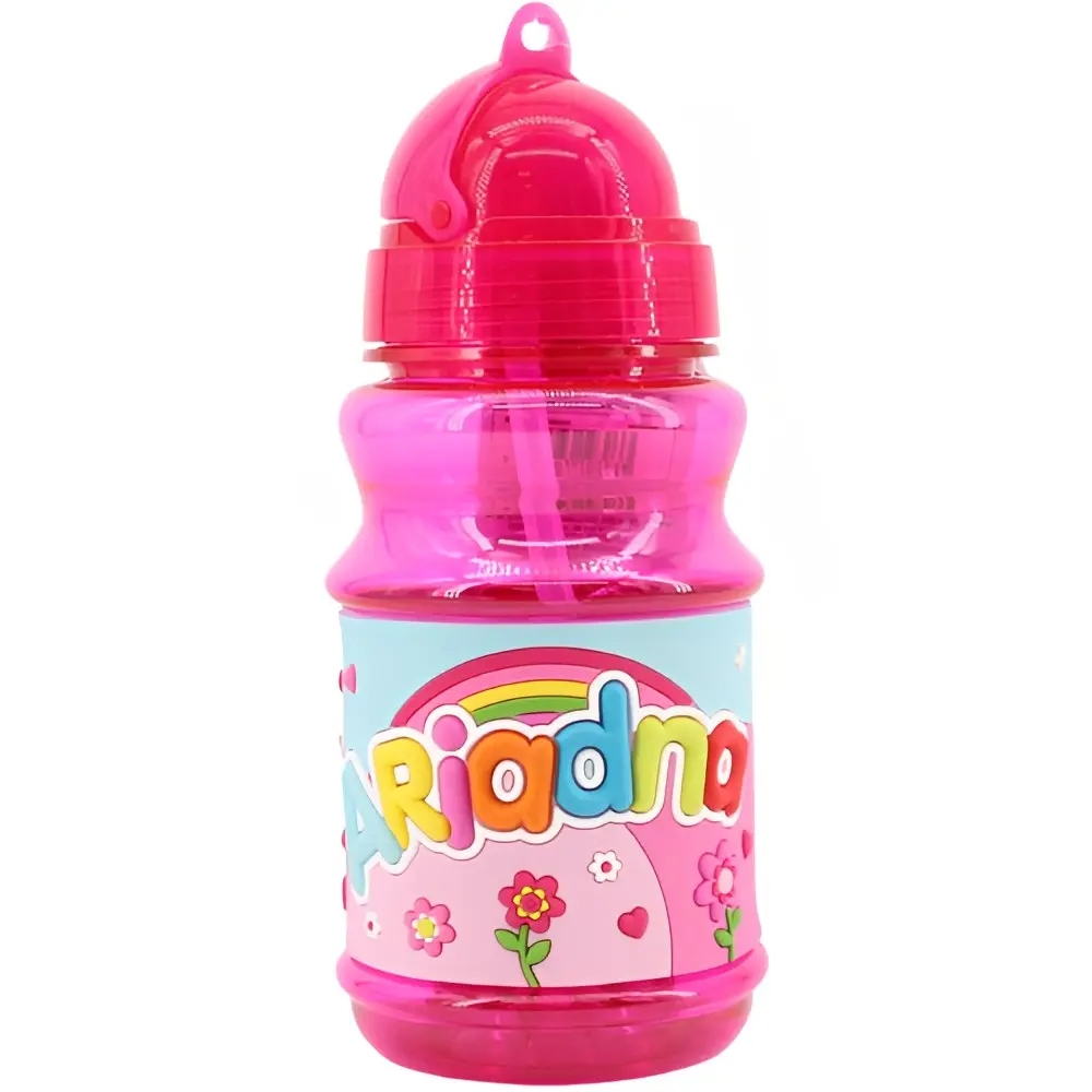 PLUS HOME Botella Agua con Nombre para Niños 350 Ml a Prueba de Fugas Sin BPA