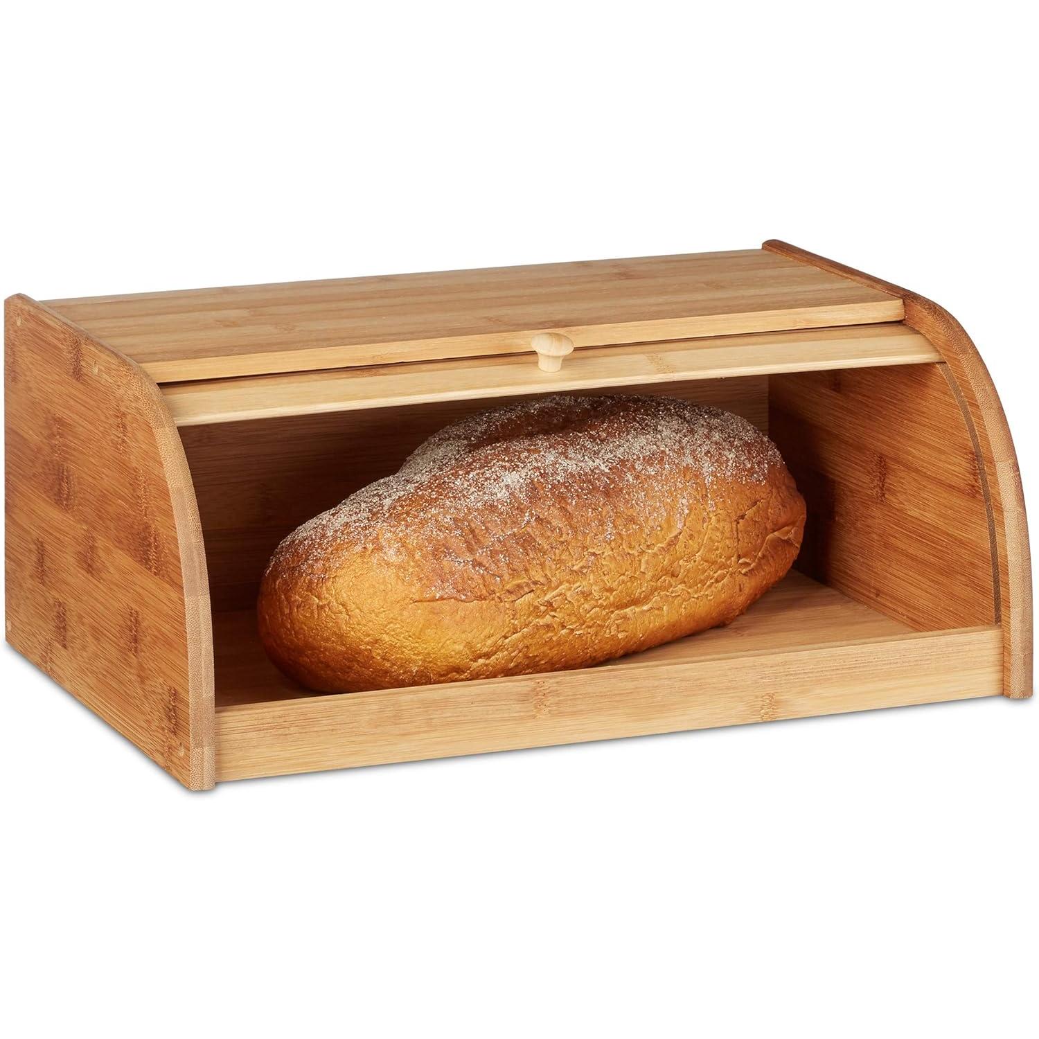 Panera de Bambú 16,5x40x27,5 cm, Panera with Tapa enrollable, Panera with Persianas, Panera de Madera, Molde Para Pan