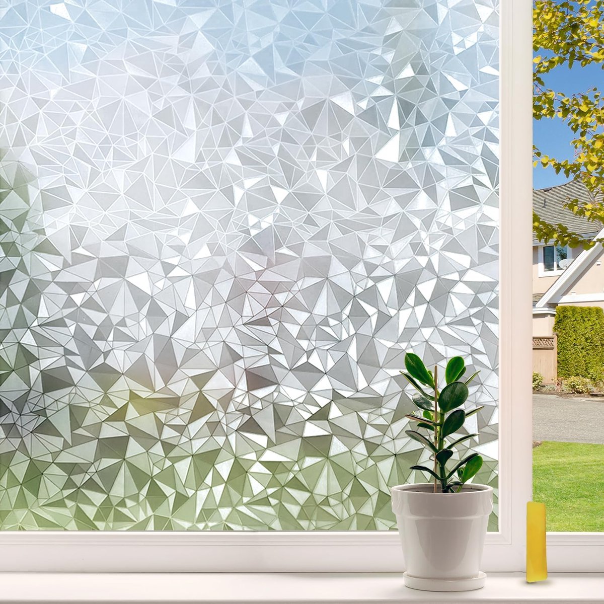 Lámina para ventanas - Lámina autoadhesiva para ventanas - Lámina para privacidad de ventanas - Vidrio esmerilado - Lámina de privacidad - Protección solar y aislante - Privacidad - Lámina adhesiva sin pegamento para ventanas y baño - 45 x 200 cm