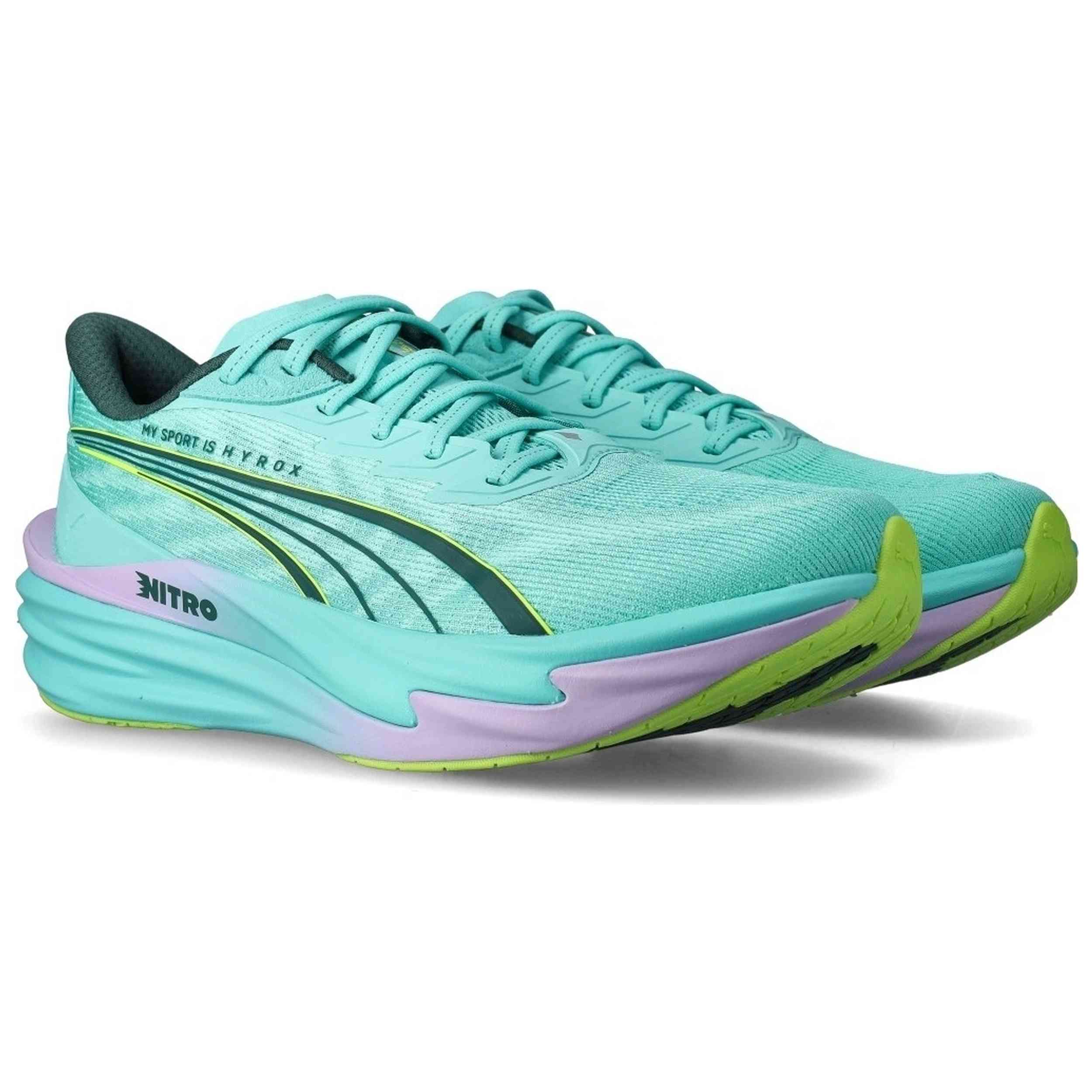 Zapatillas De Running Puma modelo Deviate NITRO 4 HYROX "Intense Mint-Light Lavender" para Mujer en color Verde