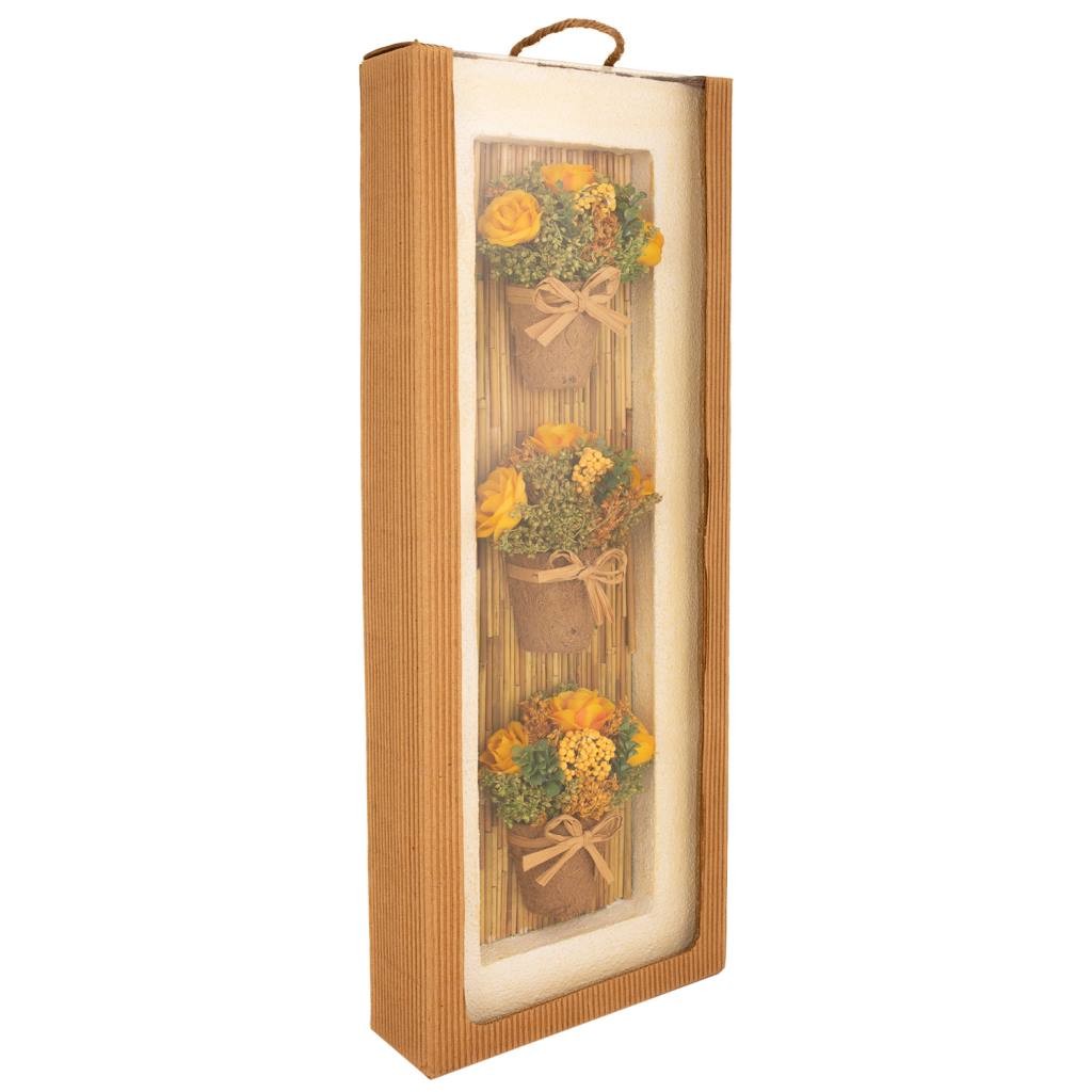 Mural de macetas flores secas Amarillo Medidas: 6x20x56cm