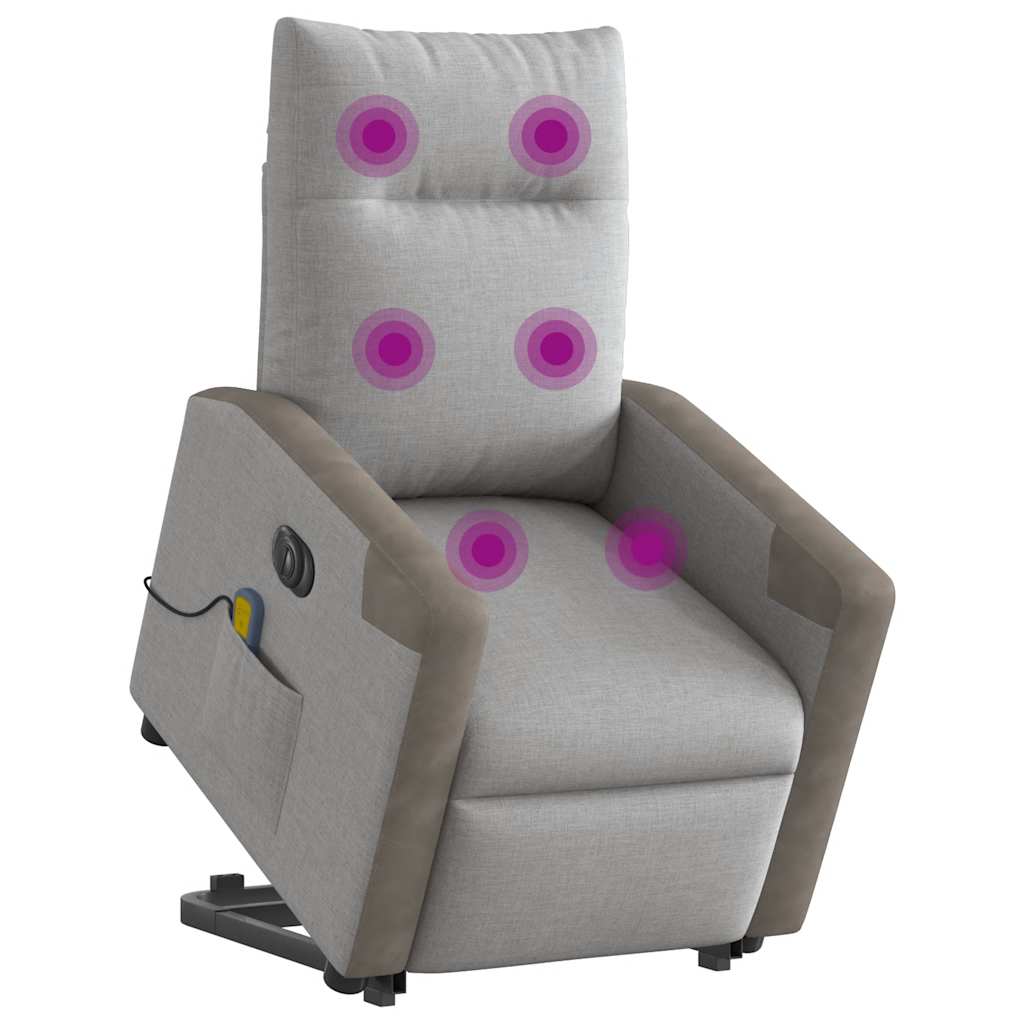 vidaXL Sillón de masaje eléctrico reclinable elevable tela gris nube
