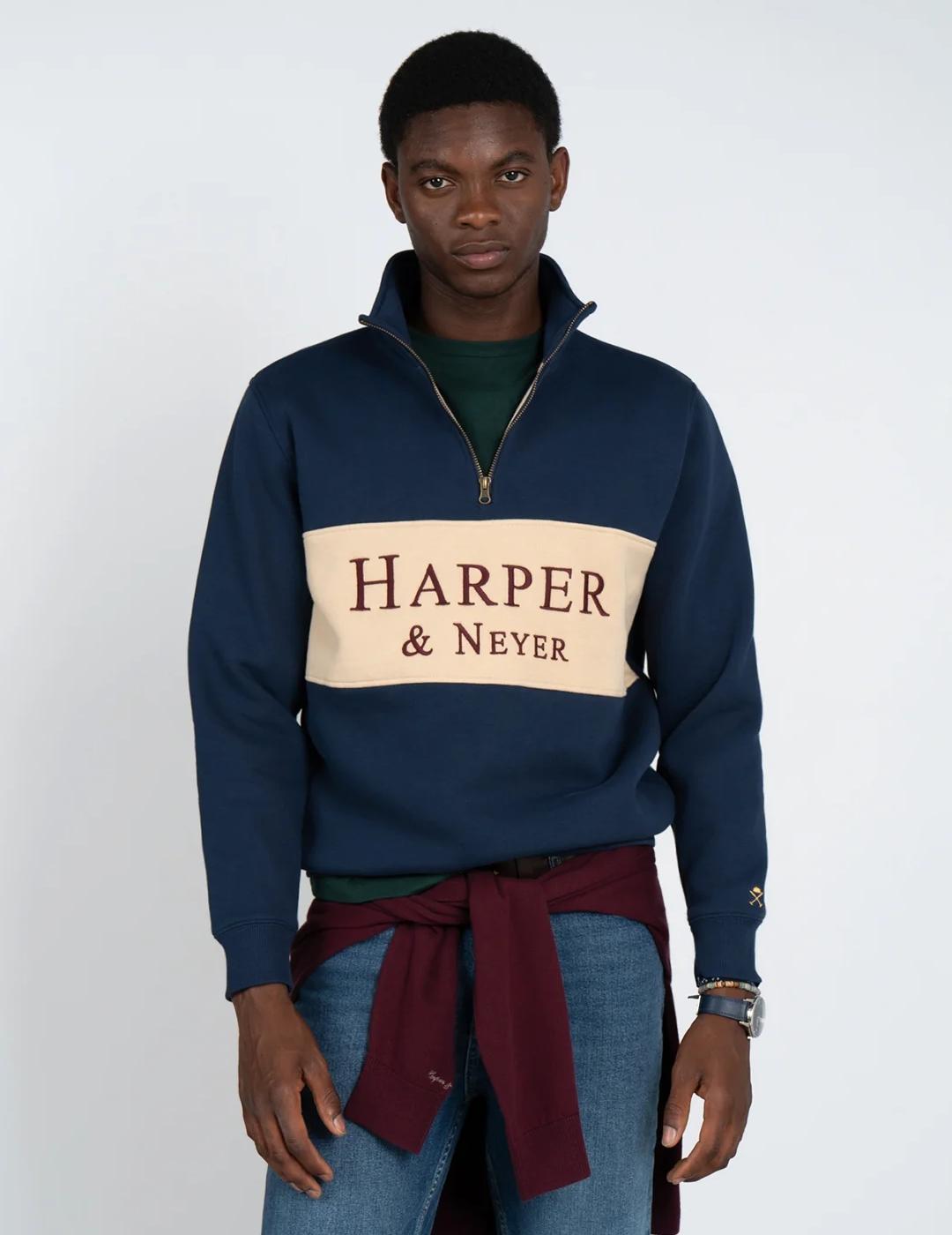 HARPER SUDADERA MARINO 1/2 ZIP MARYLAND