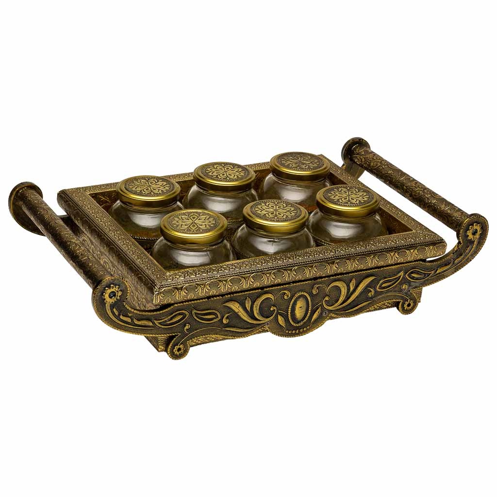 Wonderlust Deco - Bandeja de metal repujado color cobre 46x26x7 Cobre 46x26x7h cm