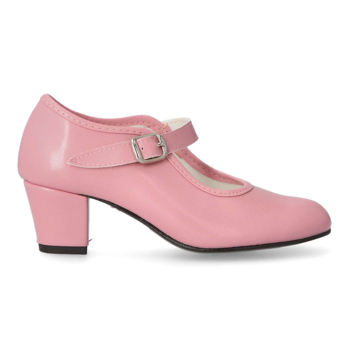 Peke's by Vanessa - Zapato flamenca rosa para niña con hebilla y sin clavos, sintético cómodo y elegante para actuaciones y fiestas