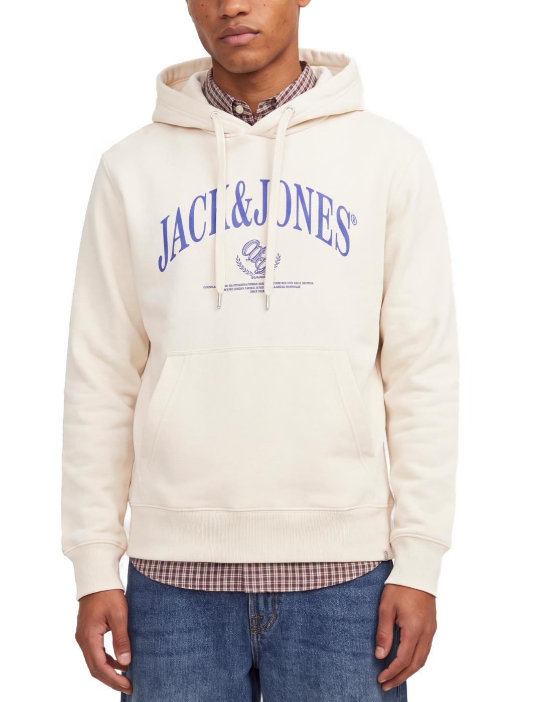 Sudadera Jack&Jones Frederiksberg beige capucha para hombre
