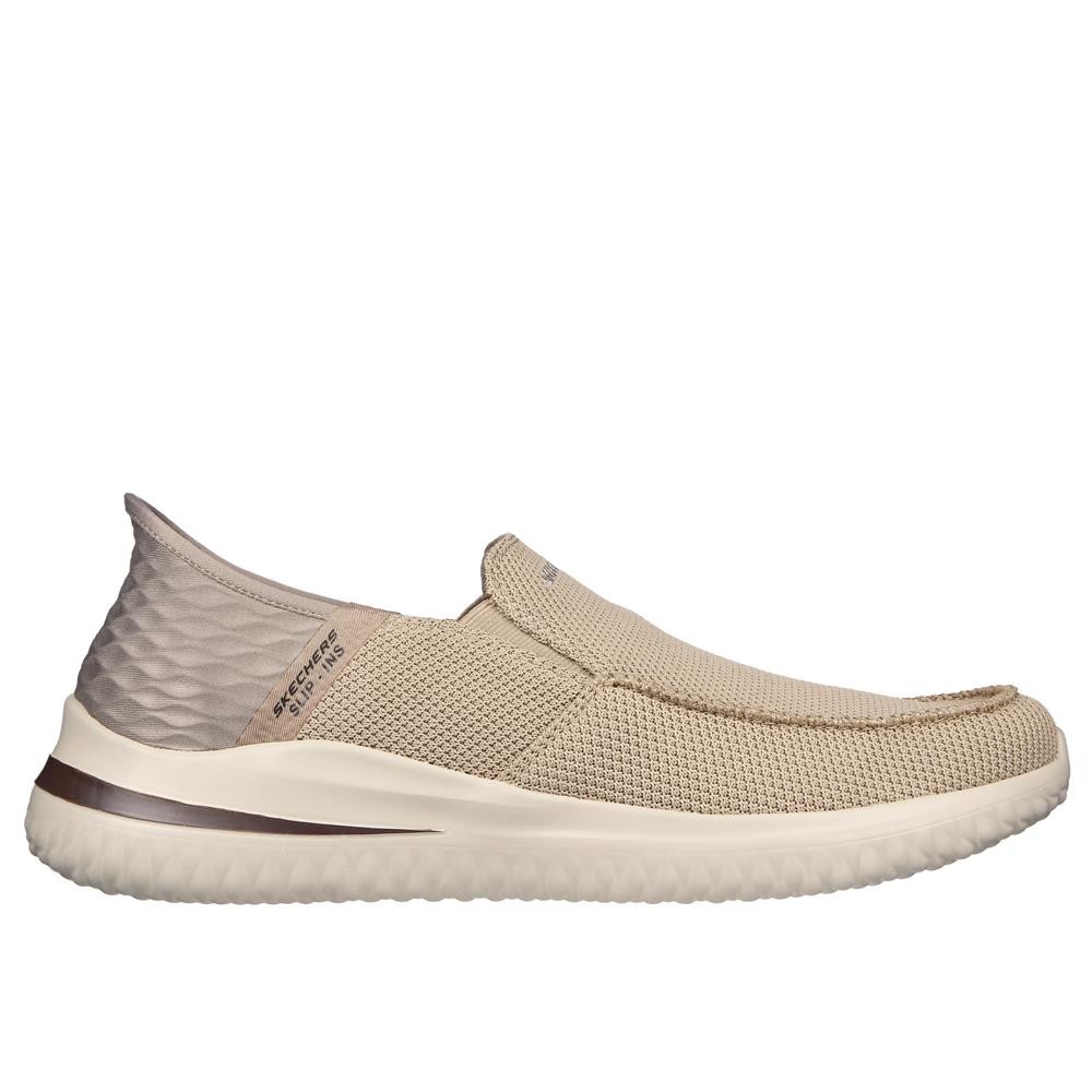 Cómoda  Deportiva hombre Skechers SLIP-INS: DELSON 3.0 - CABRINO malla taupe. Plantilla Memory Foam® Skechers Hands Free Slip-ins Diseño Comfort Pillow calzate sin manos Altura Tacón bajo (1-3 cm) Referencia 210604-TPE