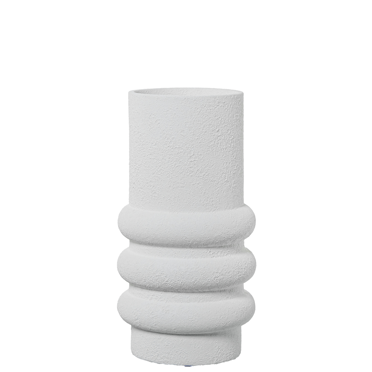 Jarron ceramica 30cm blanco arena rustica 16x30cm, boca: 13cm
