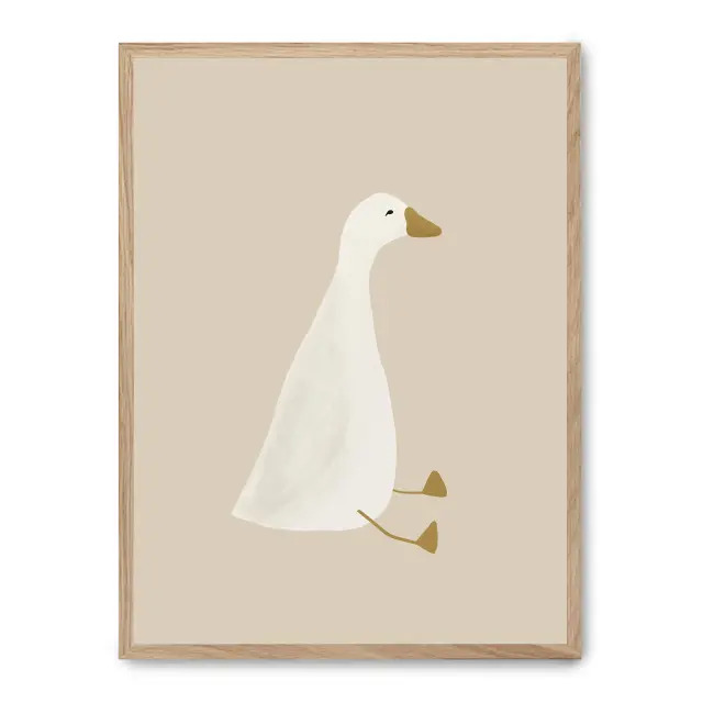 Lámina con marco negro WHITE GOOSE 21x30 cm, Póster impreso en papel de primera calidad de 180gr, montado sobre marco de madera MDF acabado en negro., Infantil - Bebé