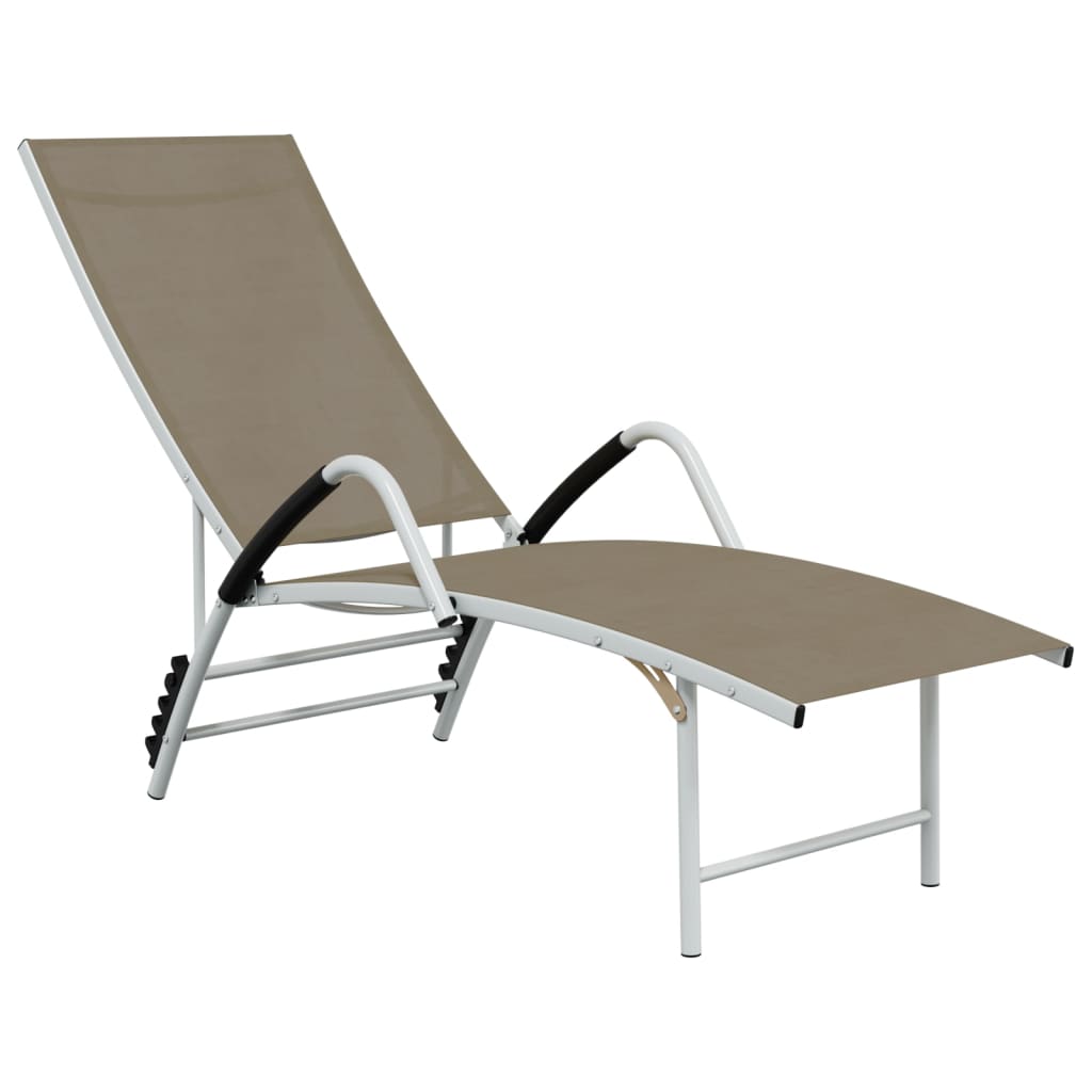 Vidaxl Tumbona Textilene y Aluminio 170-193x60,5x96-51cm - Negro/Crema/Taupé