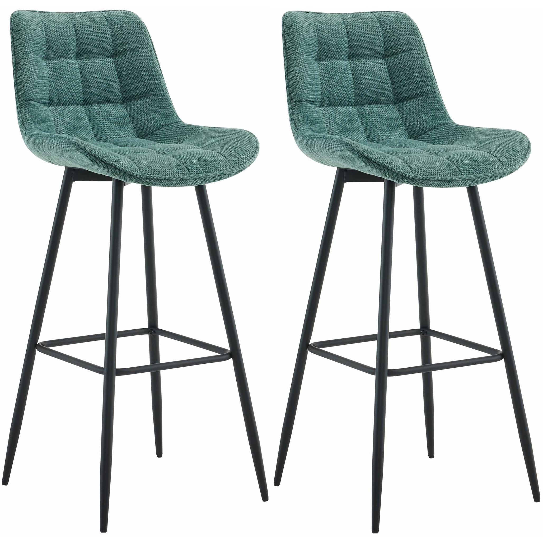 Set de 2 Taburetes de bar Dartford Verde,Tela