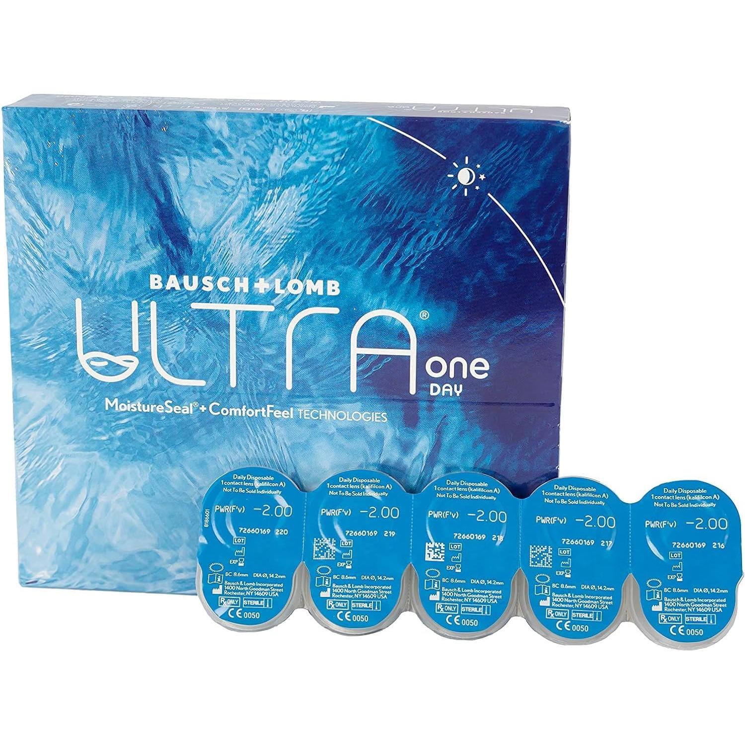 ULTRA ONE DAY BAUSCH + LOMB - Lentillas Diarias Esféricas Desechables (90 Uds) | 8.6 BC | 14.20 DIA | Advanced MoistureSeal | Tecnología ConfortFeel | Confort e Hidratación Avanzada